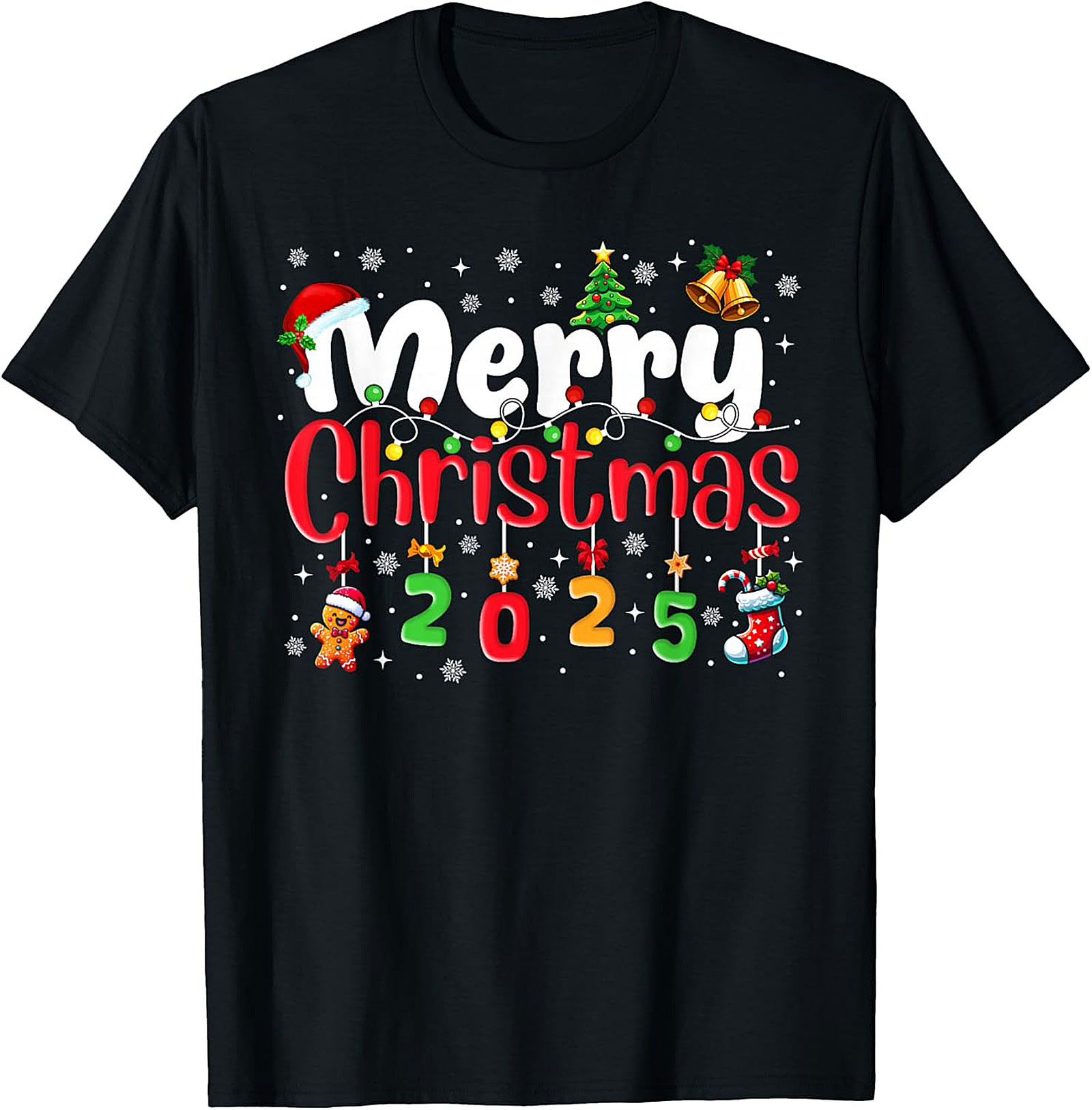 Merry Christmas 2025 T-Shirt Fun Holiday Graphic Tee