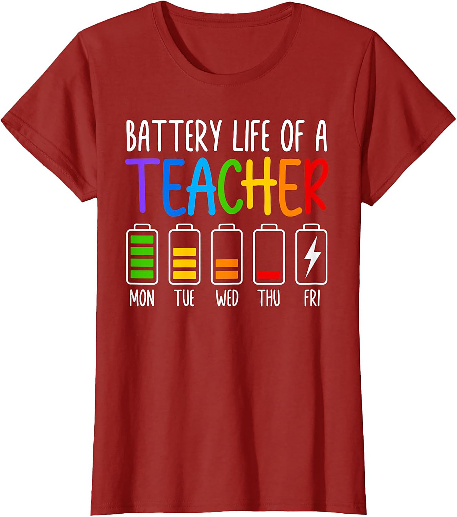 Teacher Battery Life Graphic Tee Funny Teacher Shirt