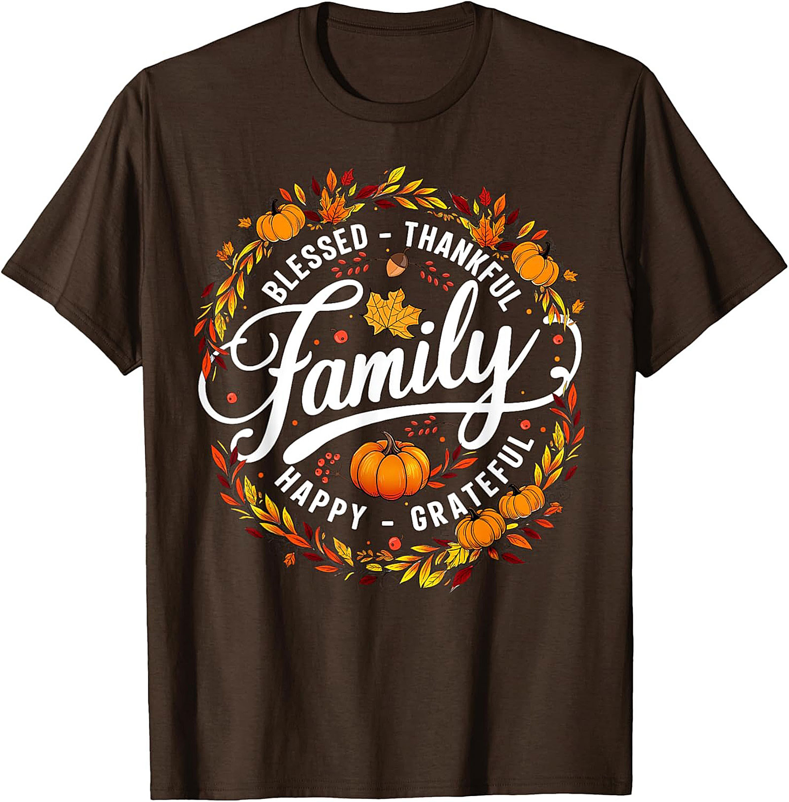 Blessed Thankful Family Thanksgiving Graphic Tee | Fall Shirt