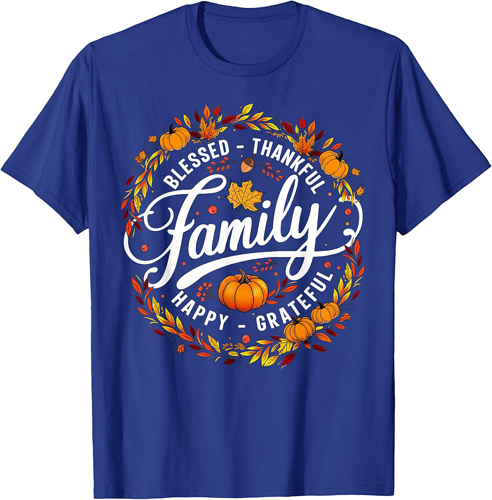 Blessed Thankful Family Thanksgiving Graphic Tee | Fall Shirt