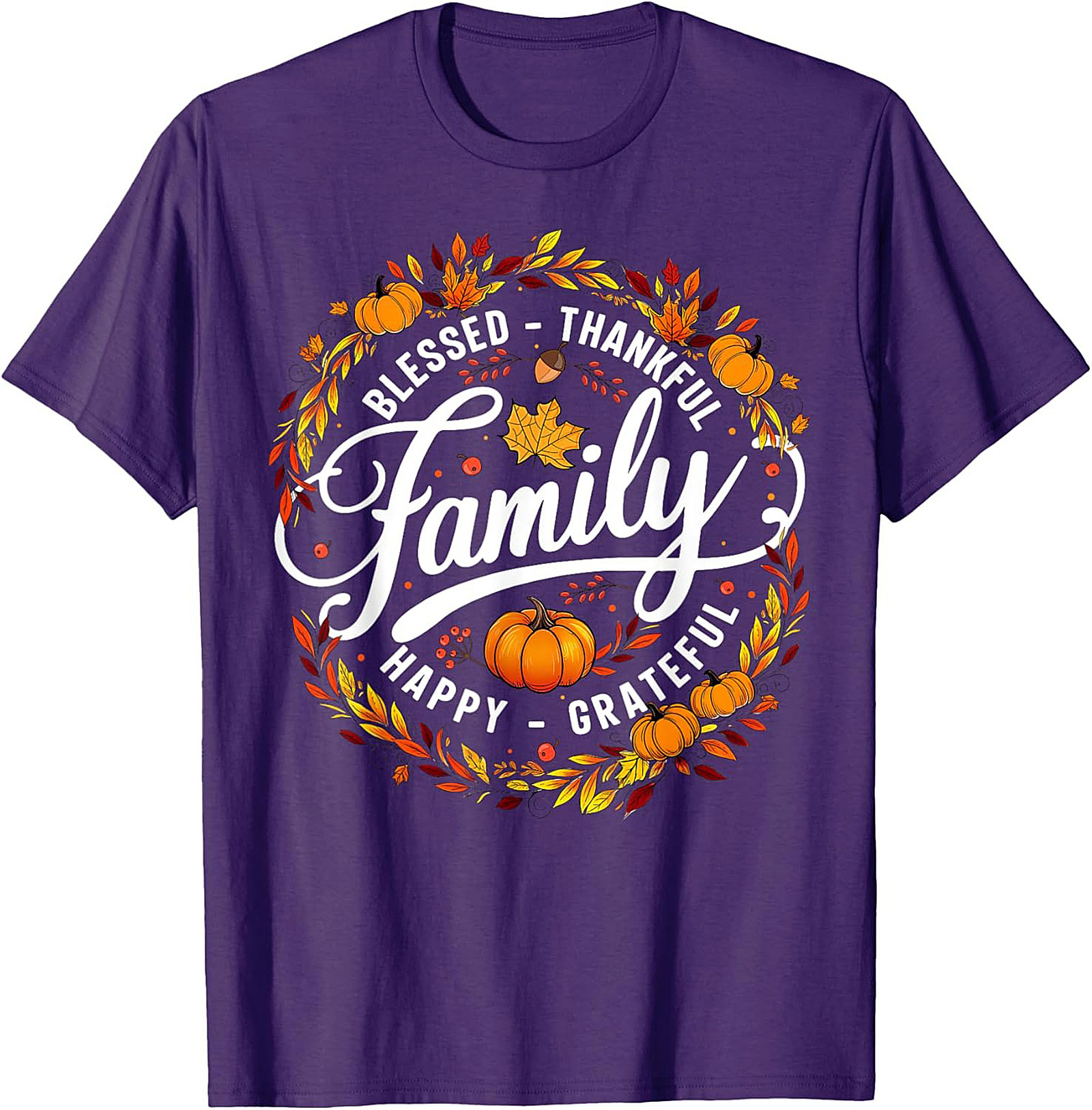 Blessed Thankful Family Thanksgiving Graphic Tee | Fall Shirt