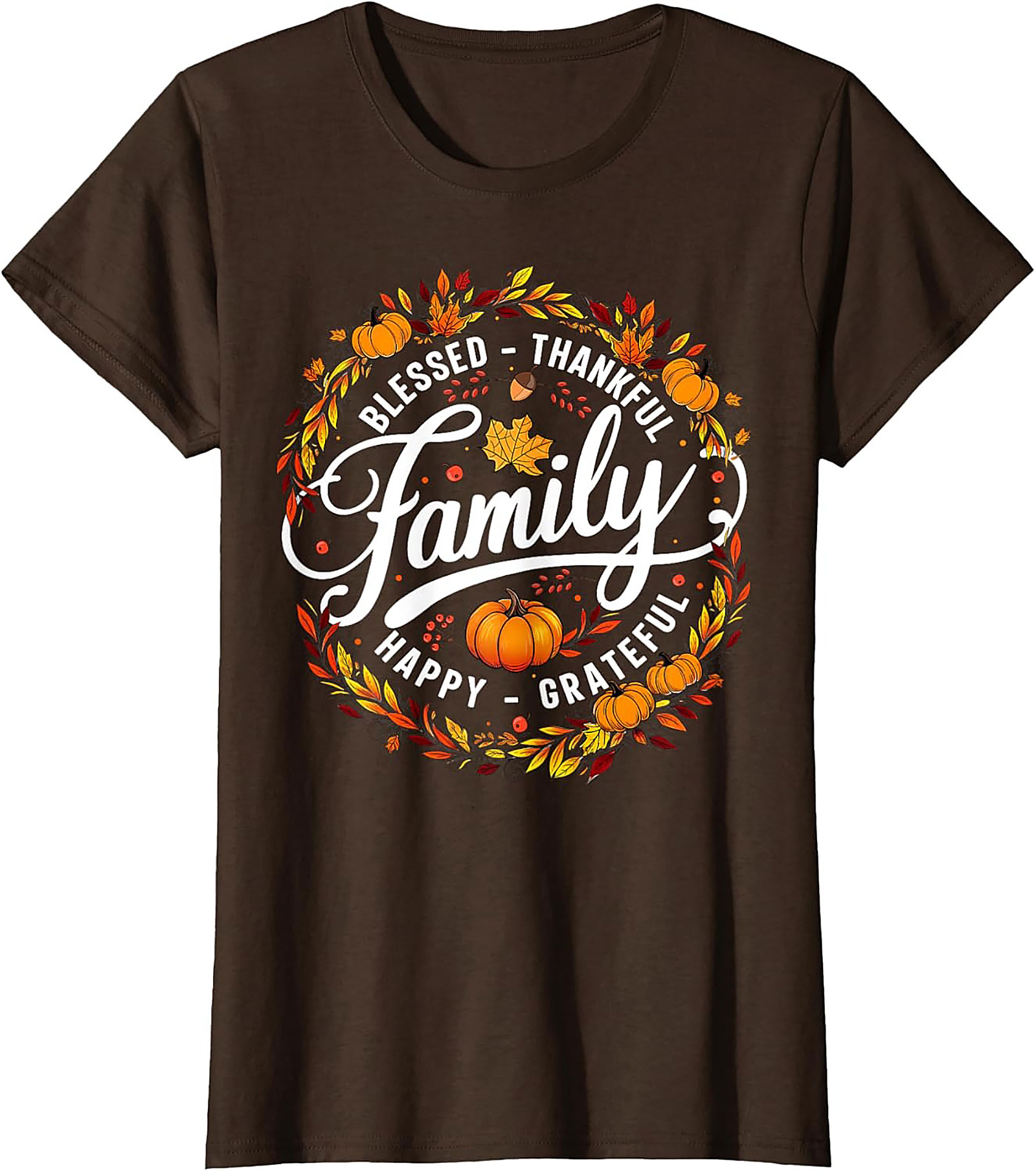 Blessed Thankful Family Thanksgiving Graphic Tee | Fall Shirt