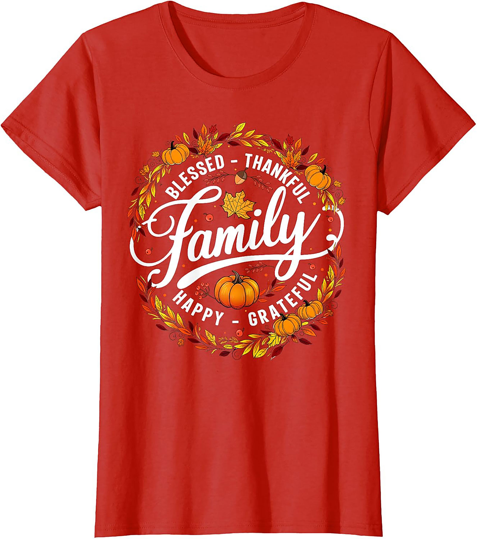 Blessed Thankful Family Thanksgiving Graphic Tee | Fall Shirt