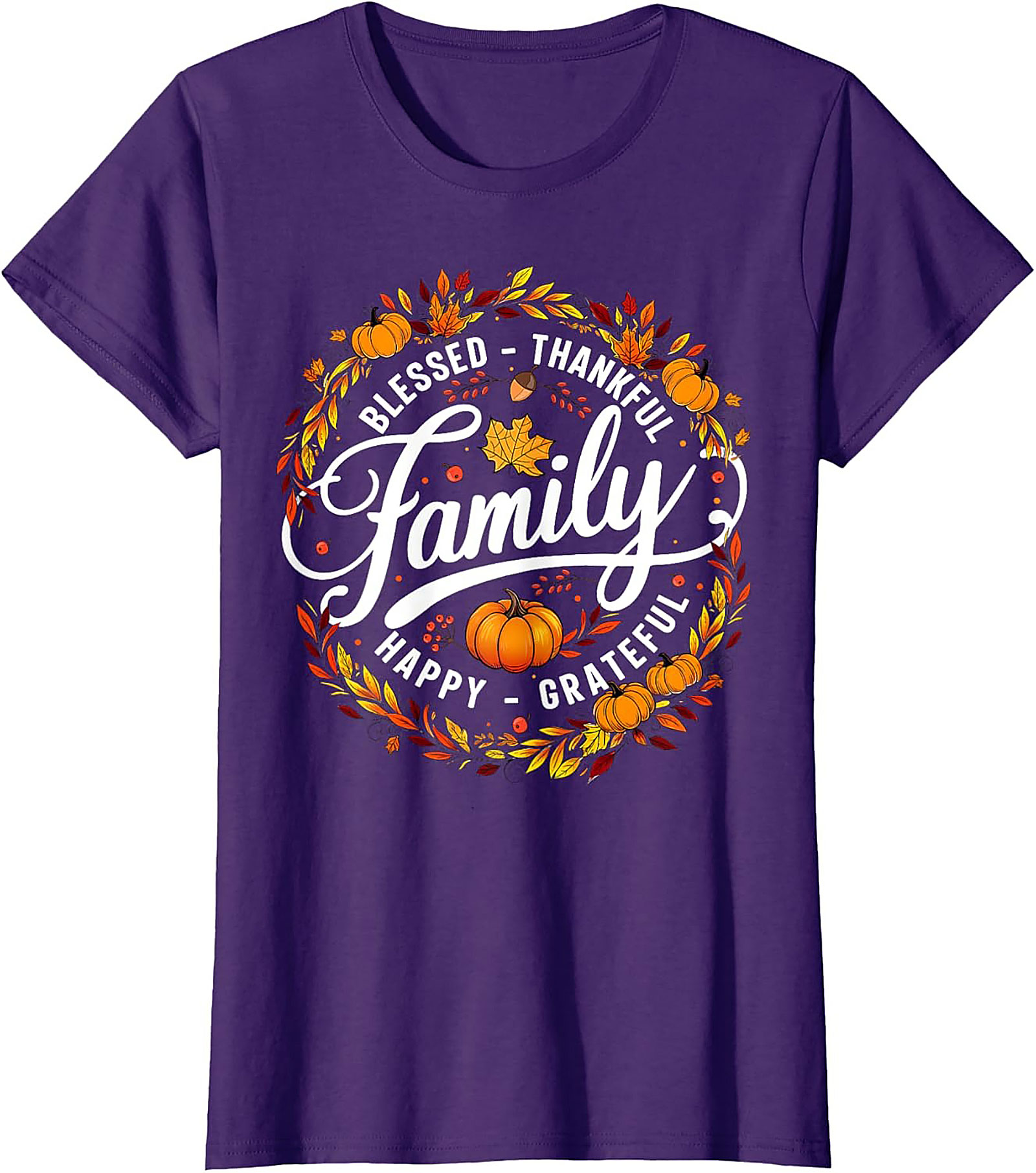 Blessed Thankful Family Thanksgiving Graphic Tee | Fall Shirt