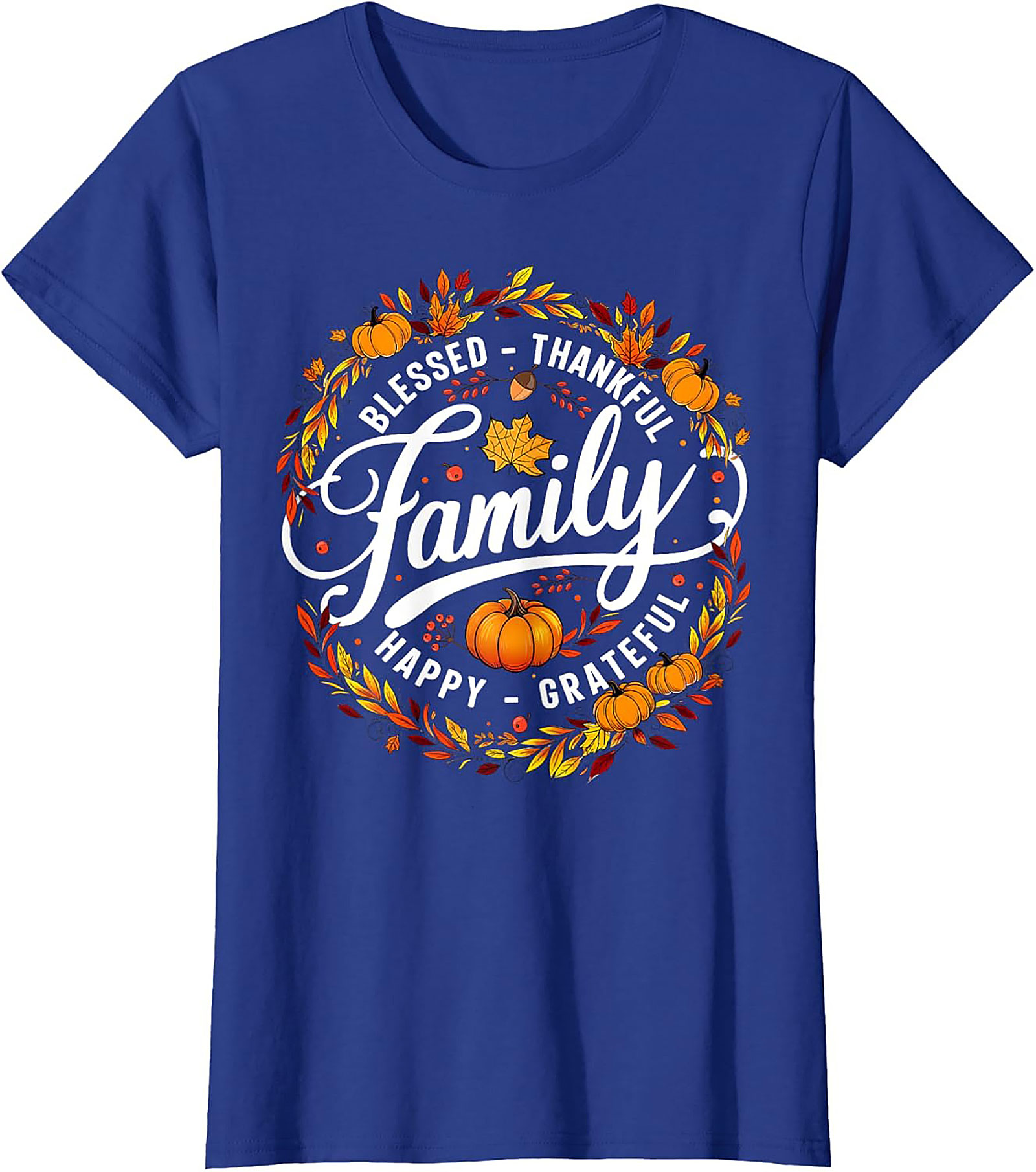 Blessed Thankful Family Thanksgiving Graphic Tee | Fall Shirt