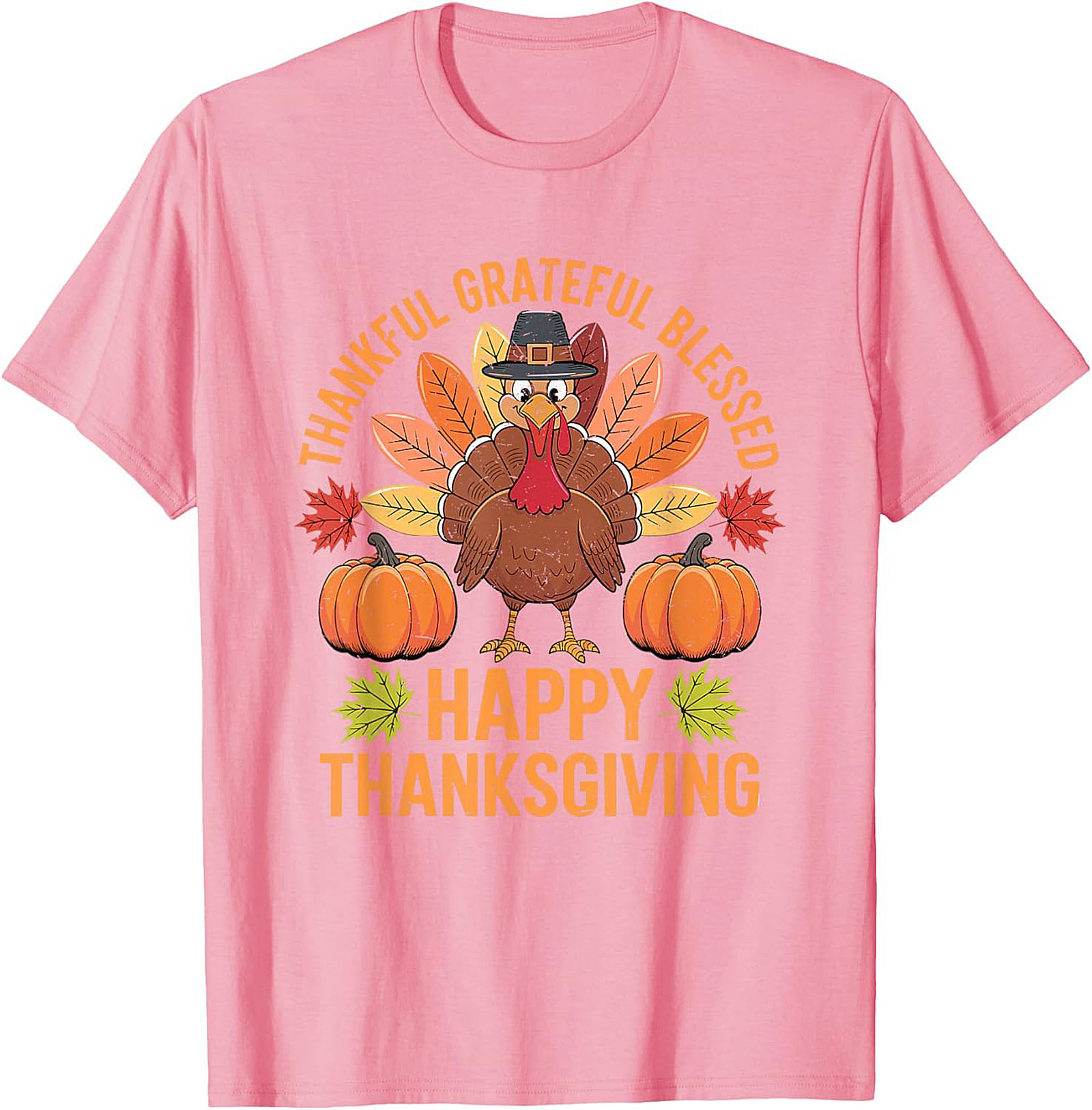 Thankful Grateful Blessed Funny Thanksgiving Graphic Tee