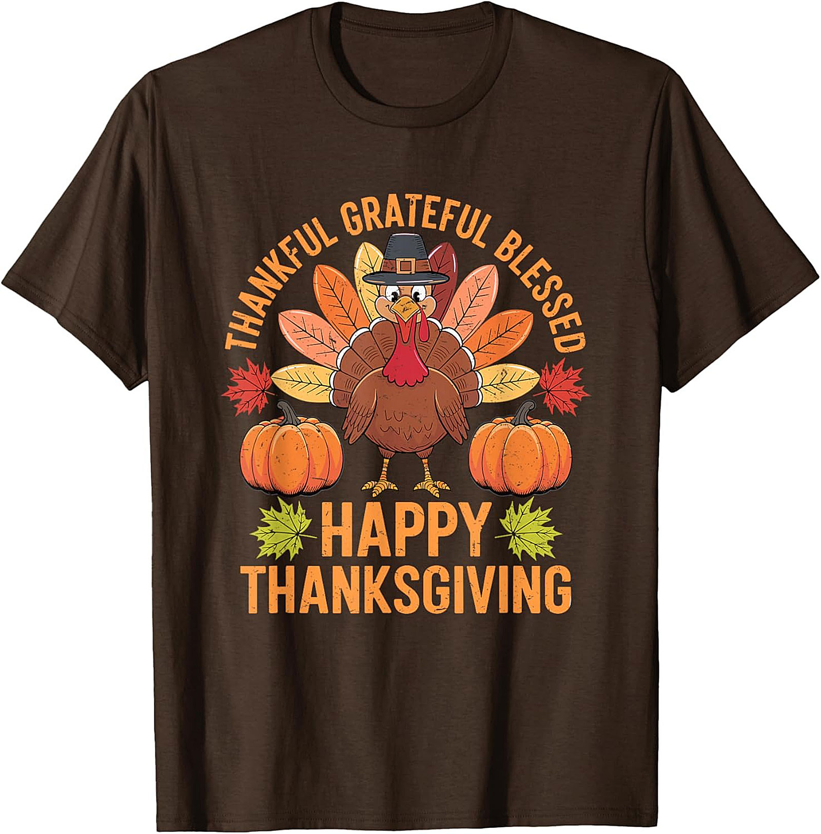 Thankful Grateful Blessed Funny Thanksgiving Graphic Tee