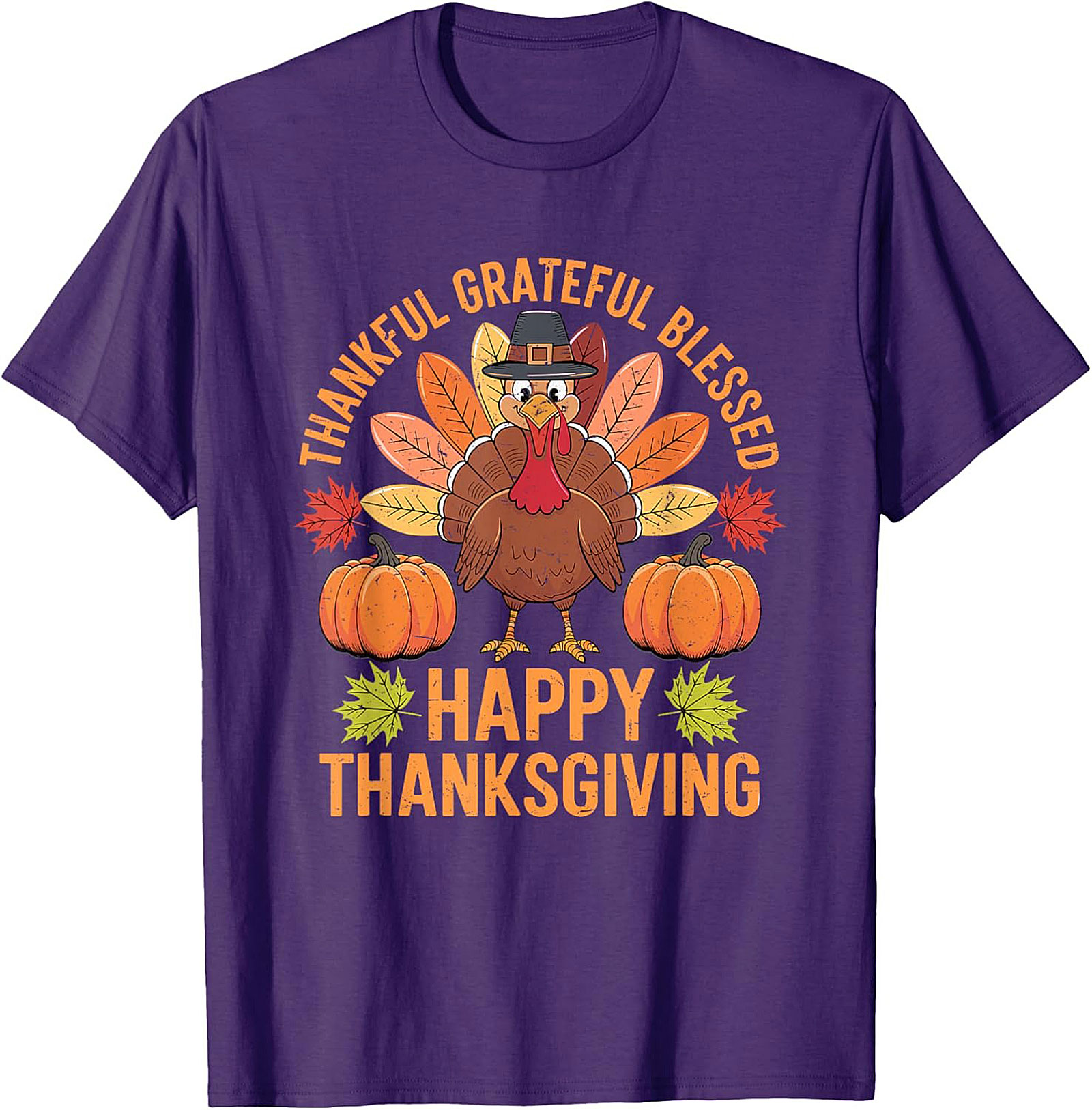 Thankful Grateful Blessed Funny Thanksgiving Graphic Tee