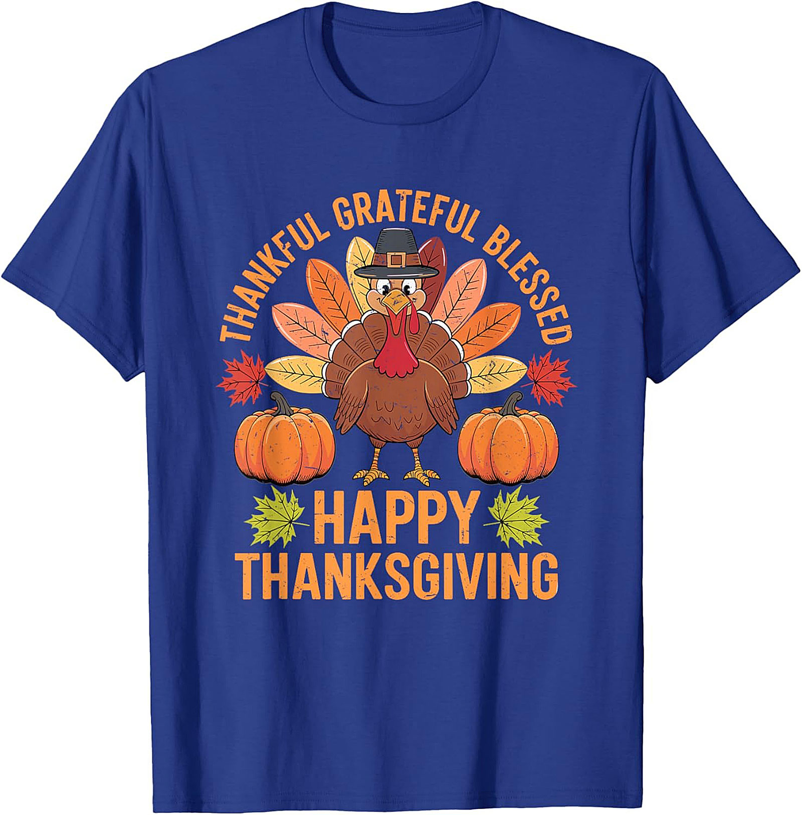 Thankful Grateful Blessed Funny Thanksgiving Graphic Tee