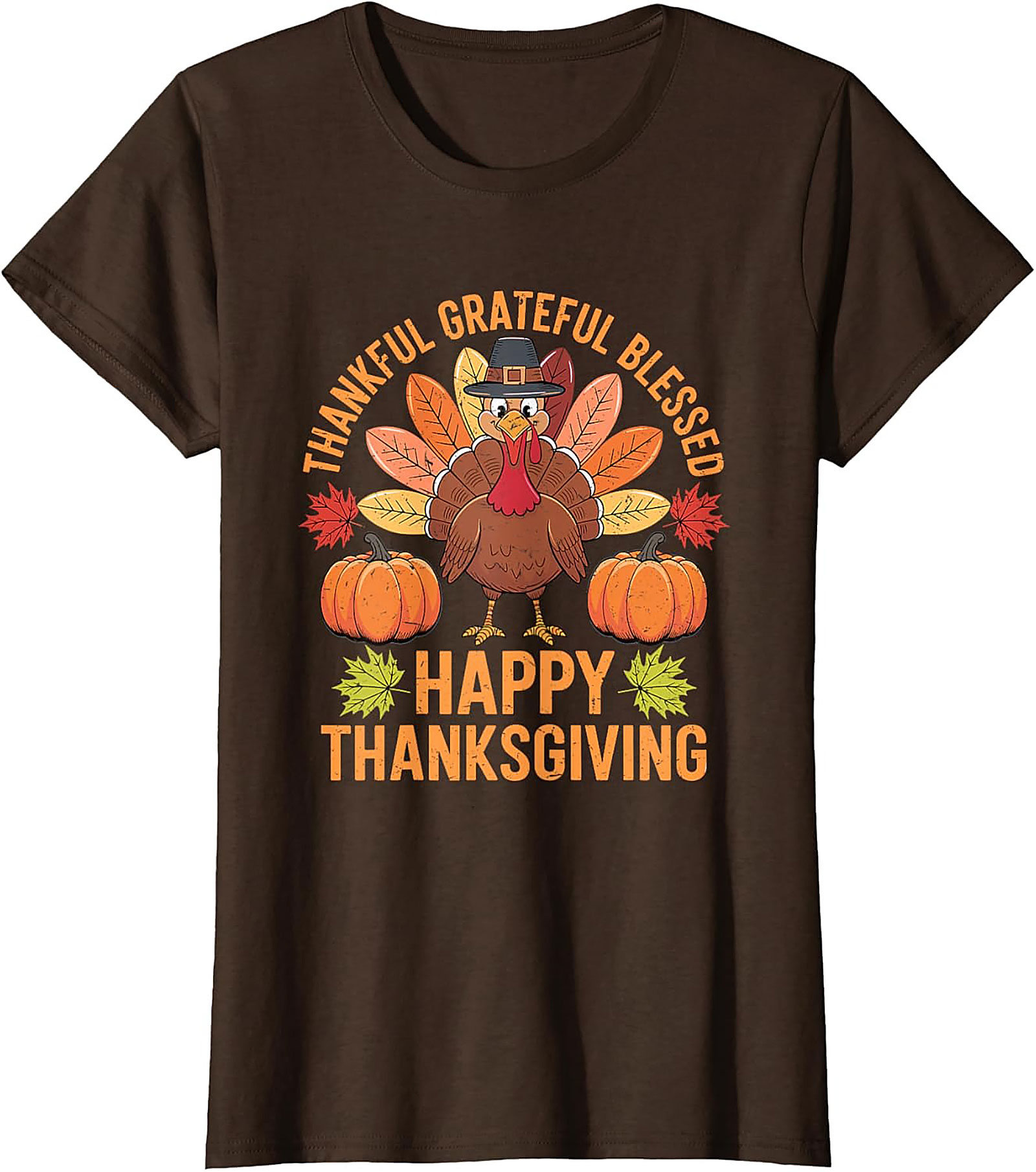 Thankful Grateful Blessed Funny Thanksgiving Graphic Tee