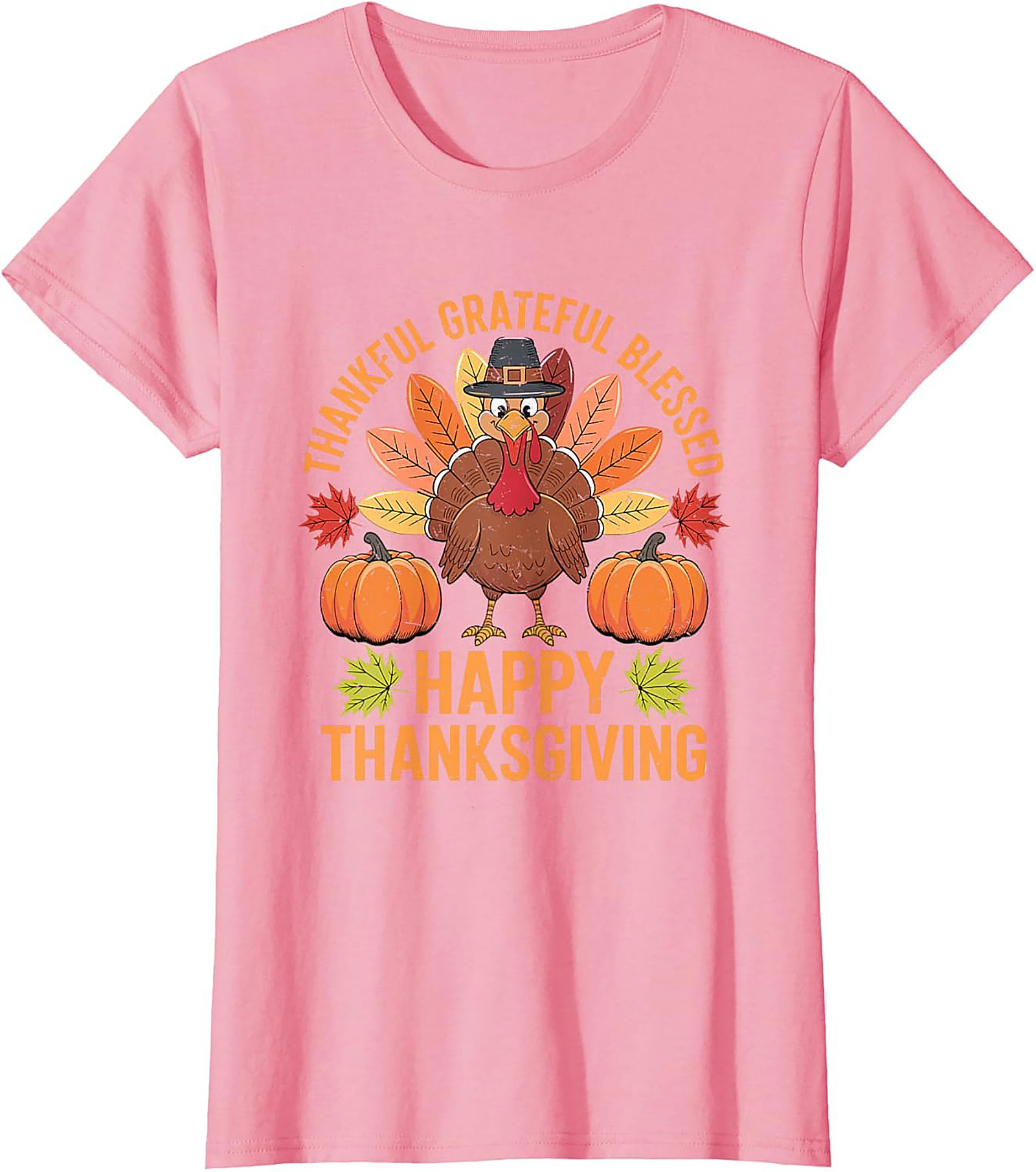 Thankful Grateful Blessed Funny Thanksgiving Graphic Tee