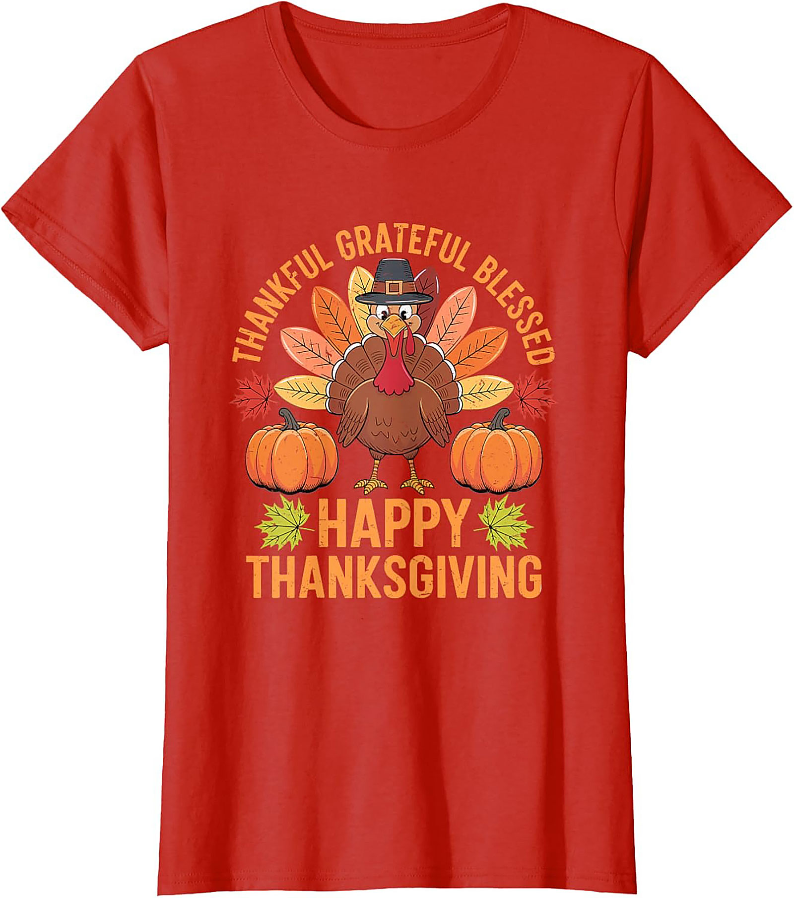 Thankful Grateful Blessed Funny Thanksgiving Graphic Tee