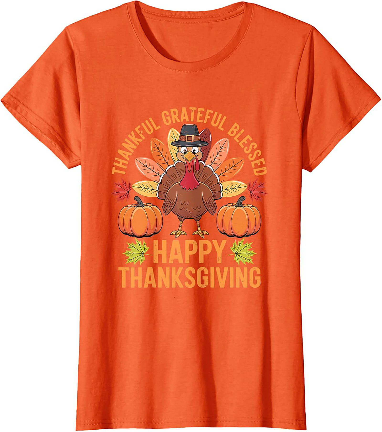Thankful Grateful Blessed Funny Thanksgiving Graphic Tee