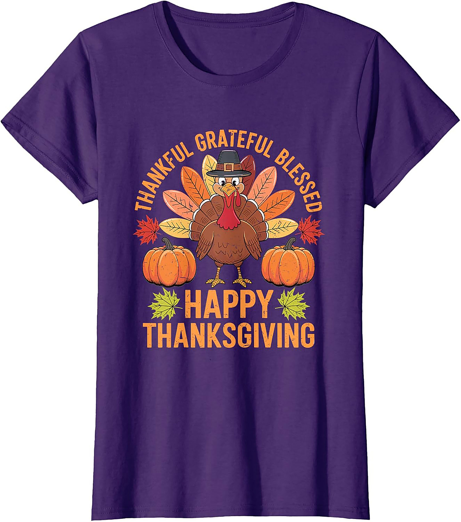 Thankful Grateful Blessed Funny Thanksgiving Graphic Tee