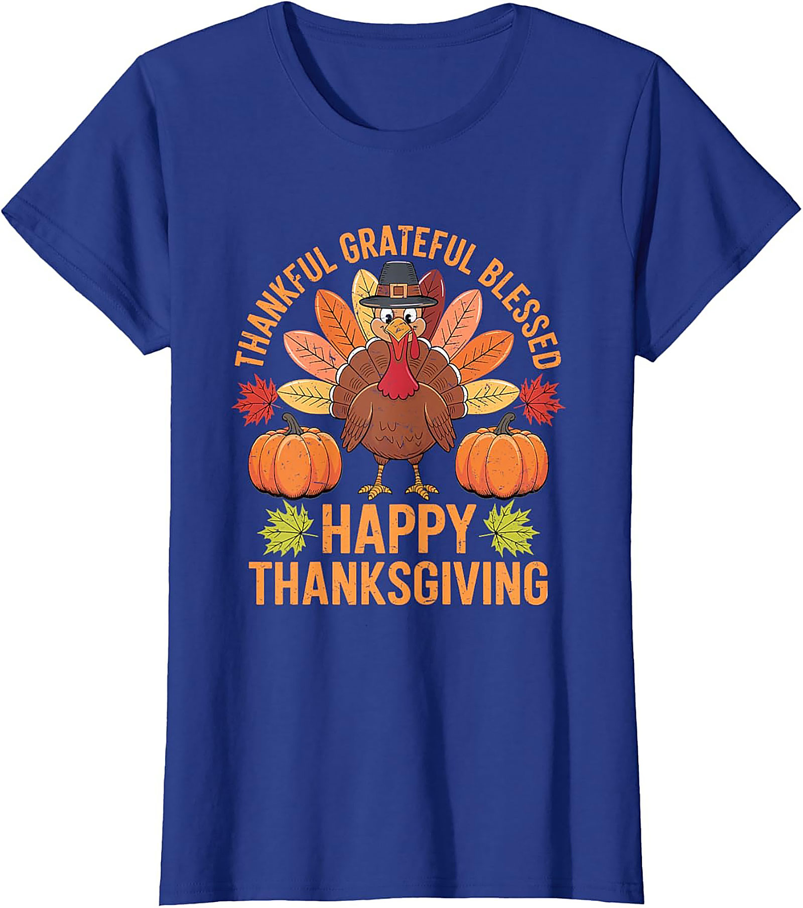Thankful Grateful Blessed Funny Thanksgiving Graphic Tee