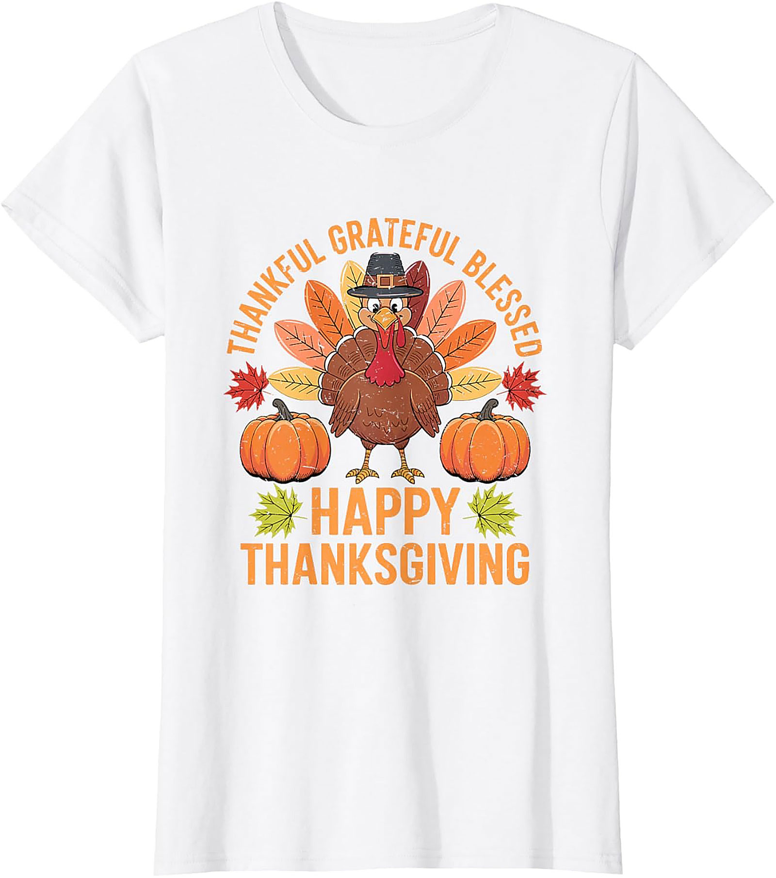 Thankful Grateful Blessed Funny Thanksgiving Graphic Tee
