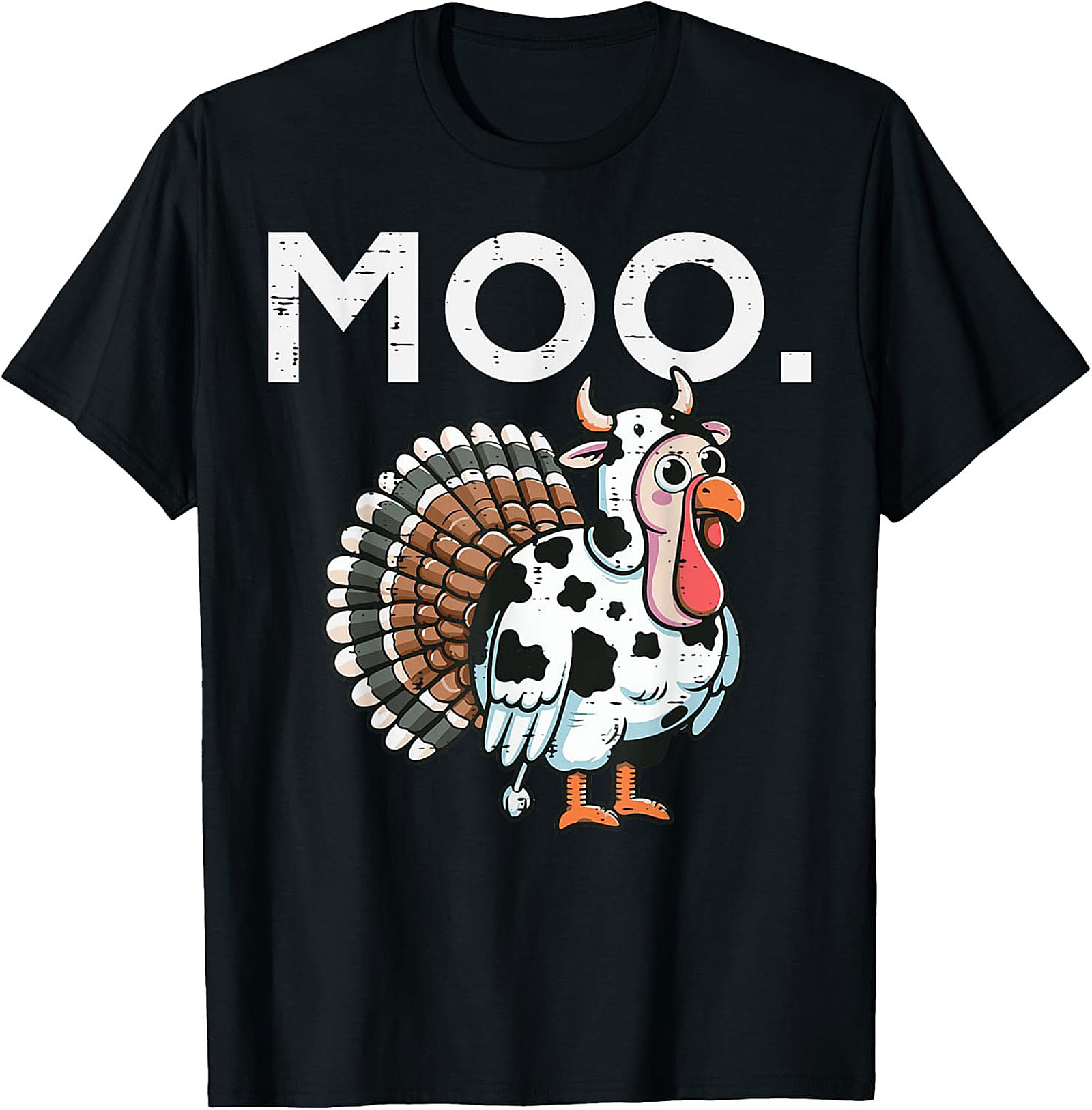 Funny Thanksgiving Moo T-Shirt | Cow Turkey Graphic Tee