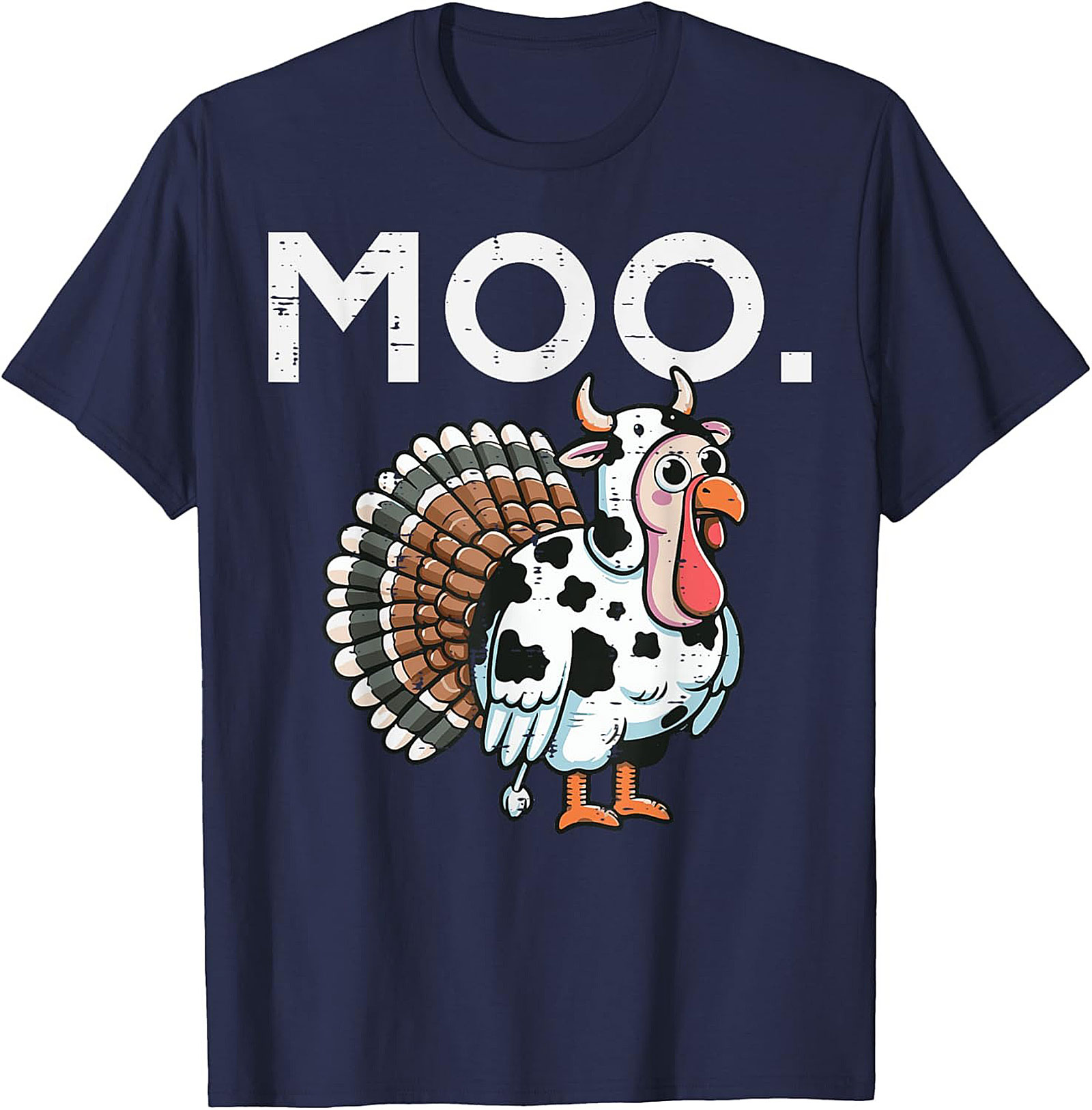 Funny Thanksgiving Moo T-Shirt | Cow Turkey Graphic Tee