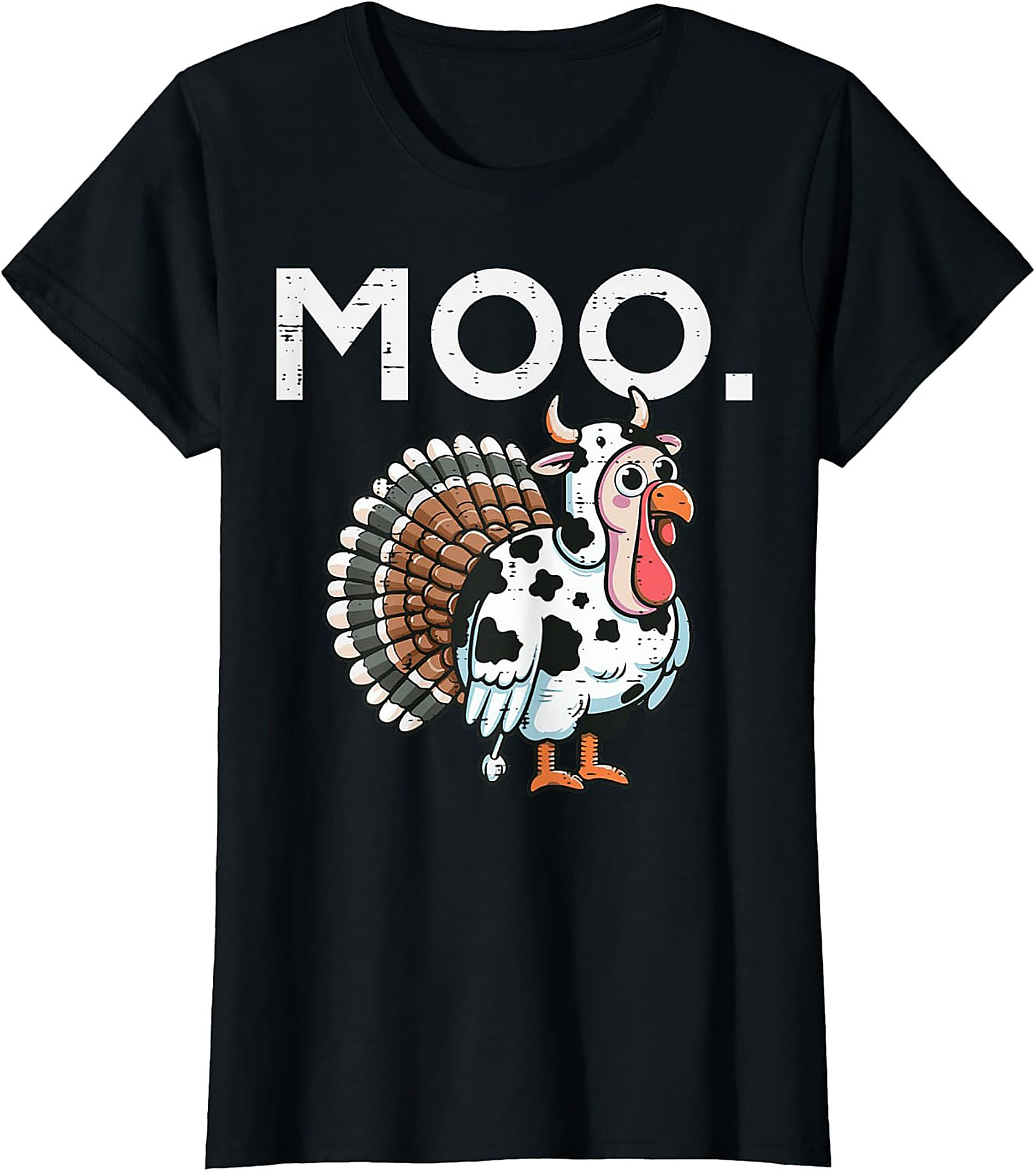 Funny Thanksgiving Moo T-Shirt | Cow Turkey Graphic Tee