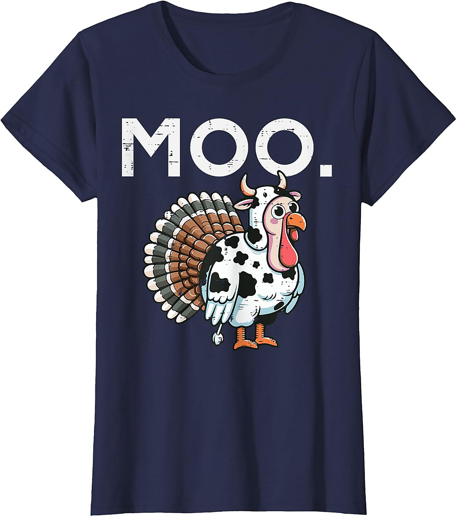 Funny Thanksgiving Moo T-Shirt | Cow Turkey Graphic Tee