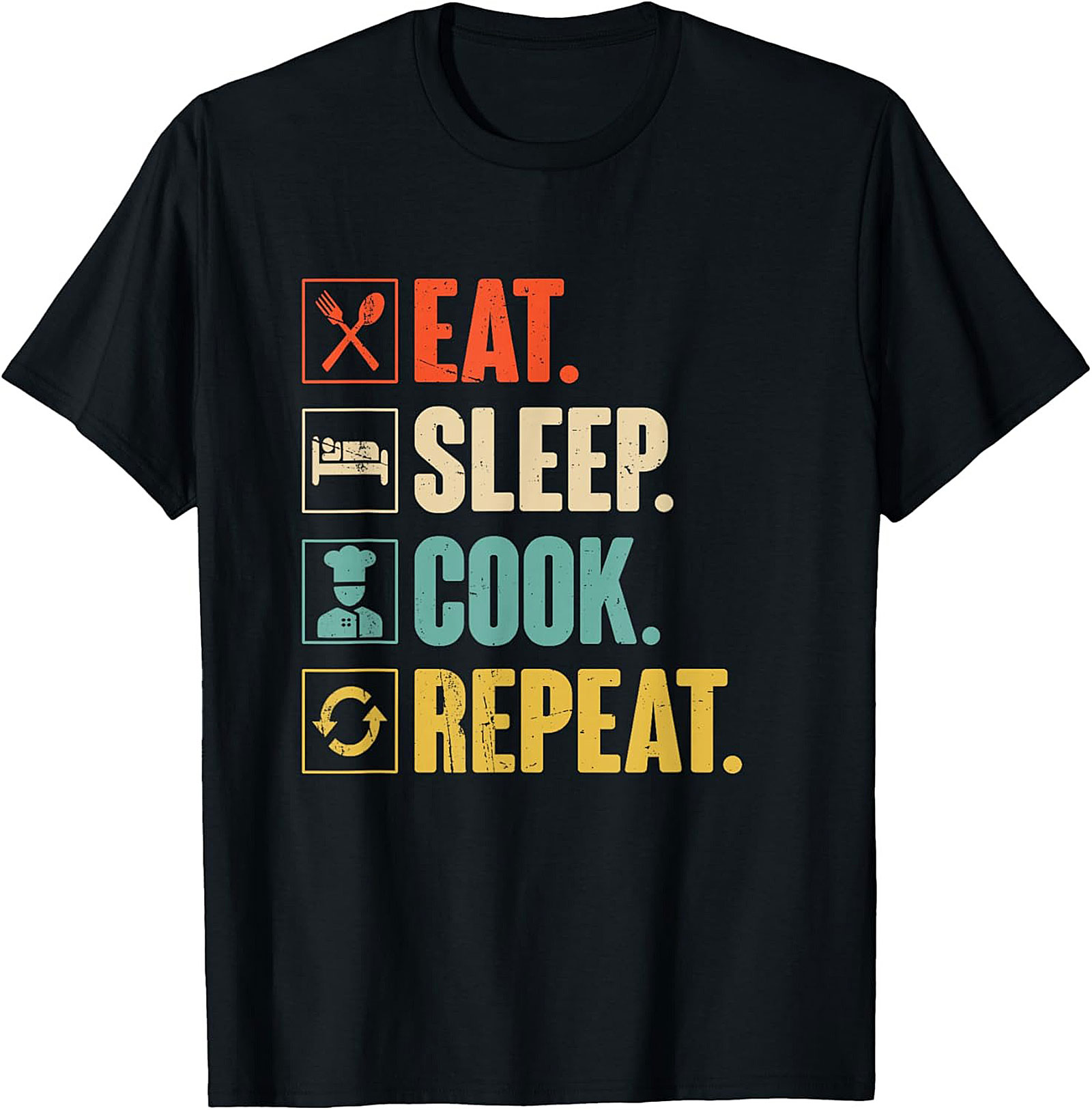 Funny Chef T-shirt Eat Sleep Cook Repeat Graphic Tee
