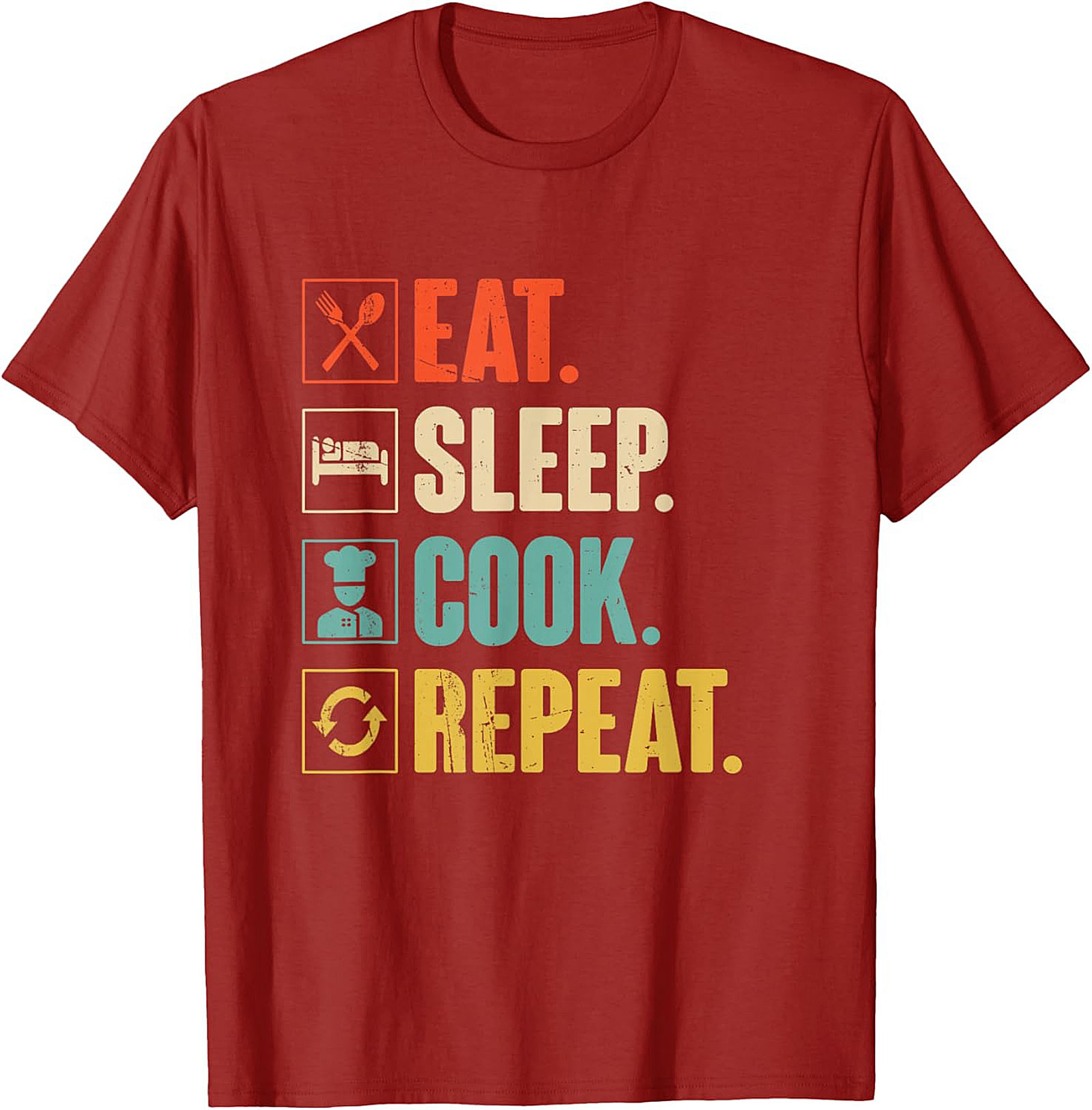Funny Chef T-shirt Eat Sleep Cook Repeat Graphic Tee