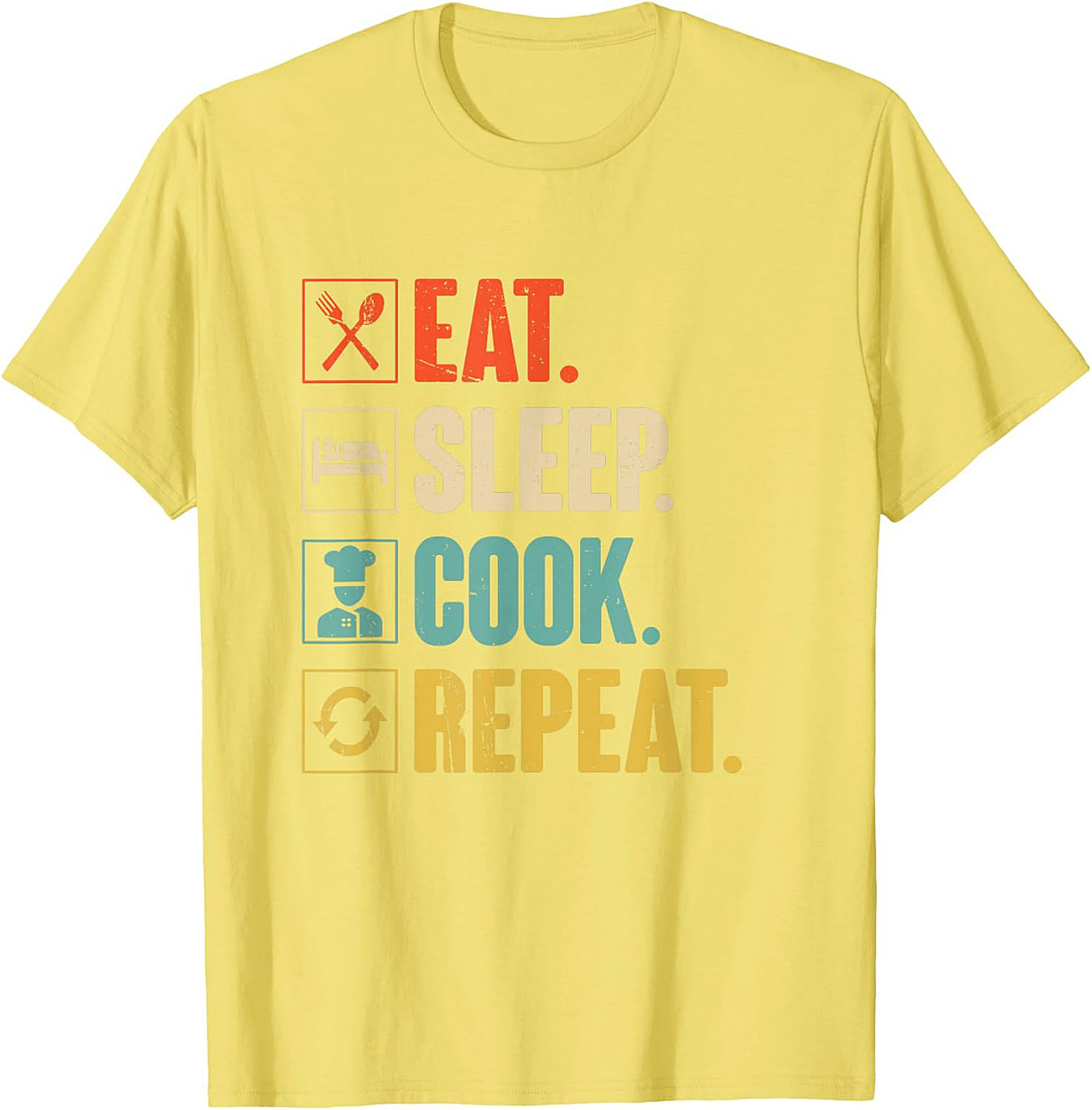 Funny Chef T-shirt Eat Sleep Cook Repeat Graphic Tee