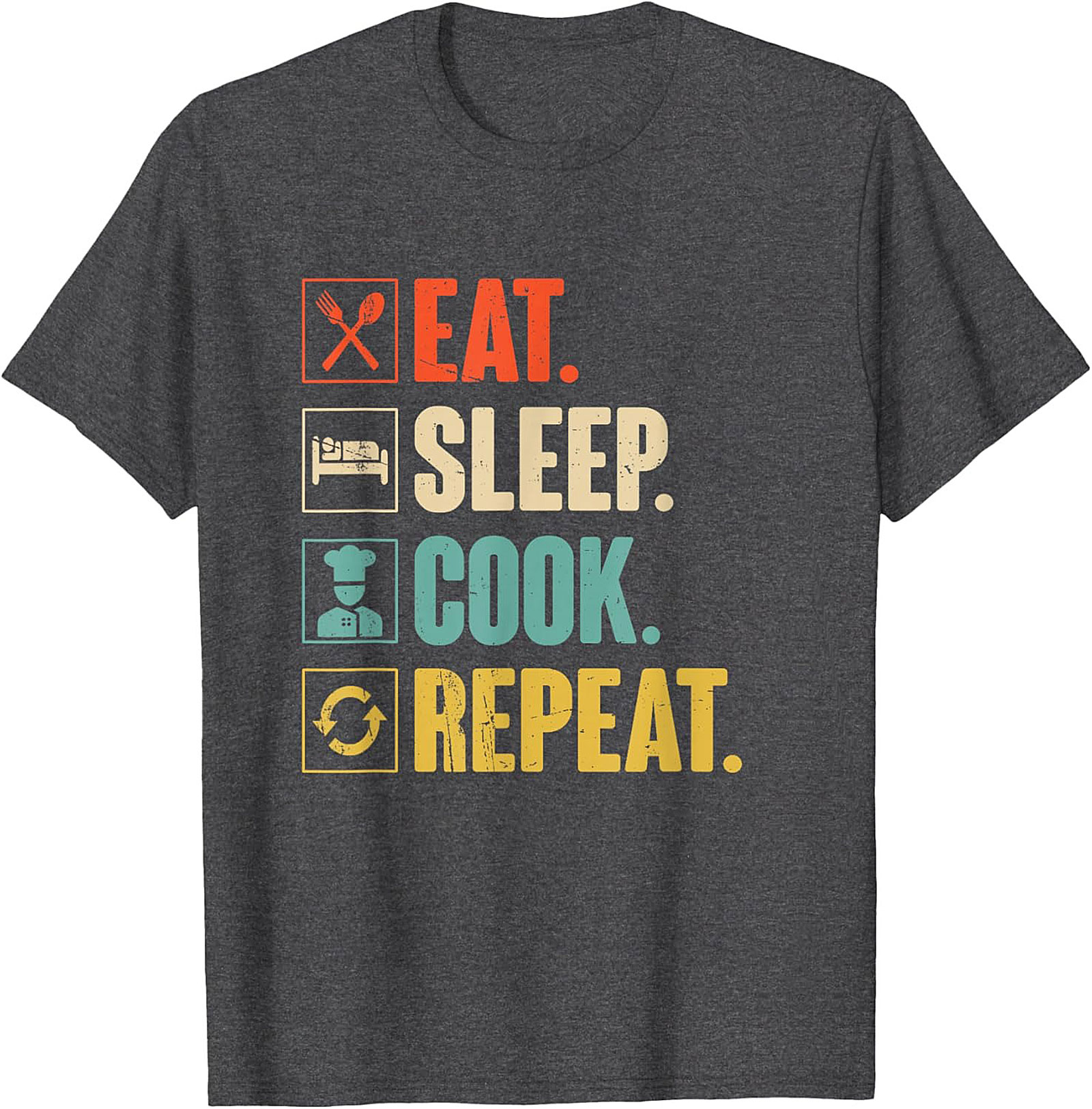 Funny Chef T-shirt Eat Sleep Cook Repeat Graphic Tee