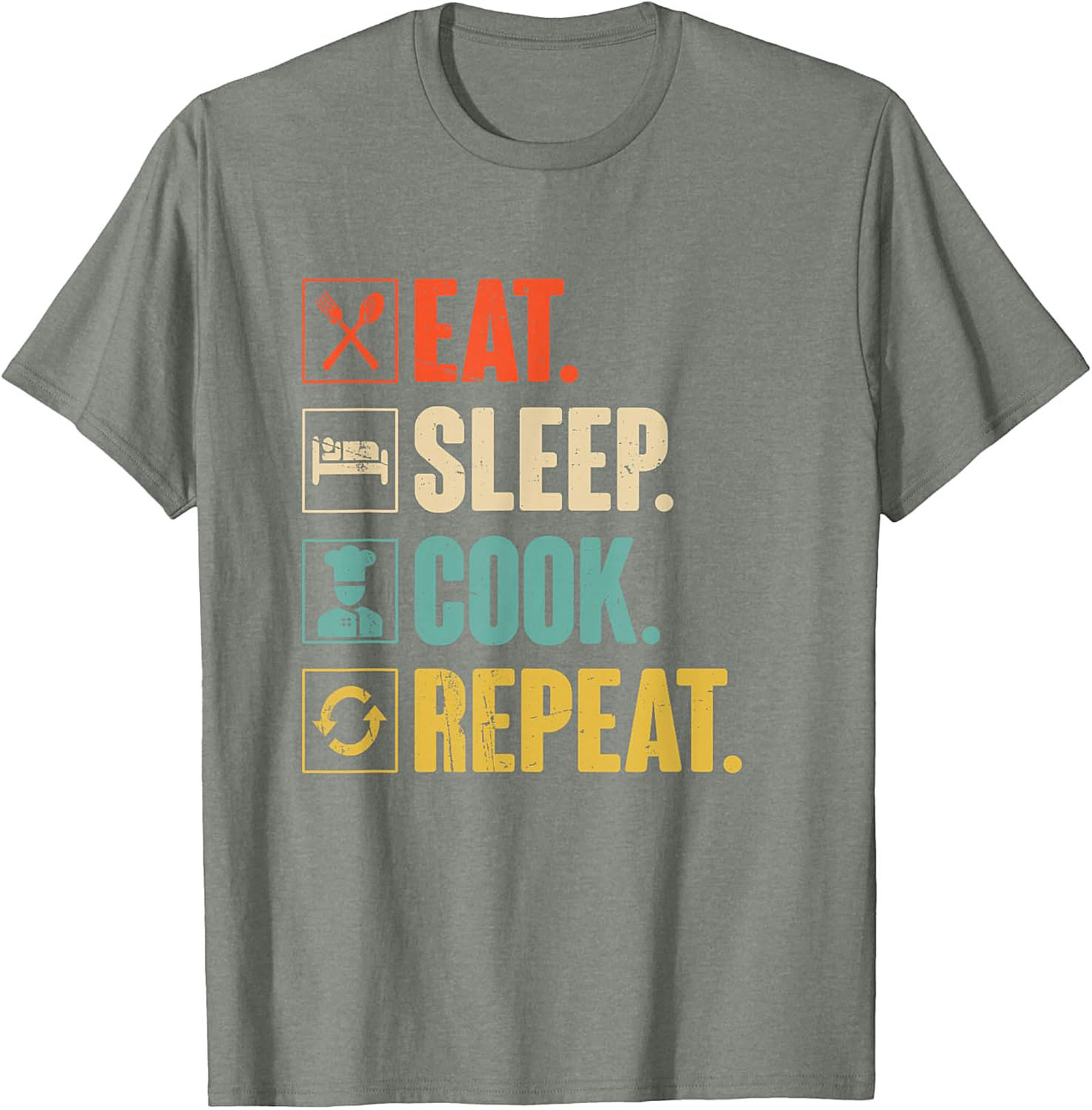 Funny Chef T-shirt Eat Sleep Cook Repeat Graphic Tee
