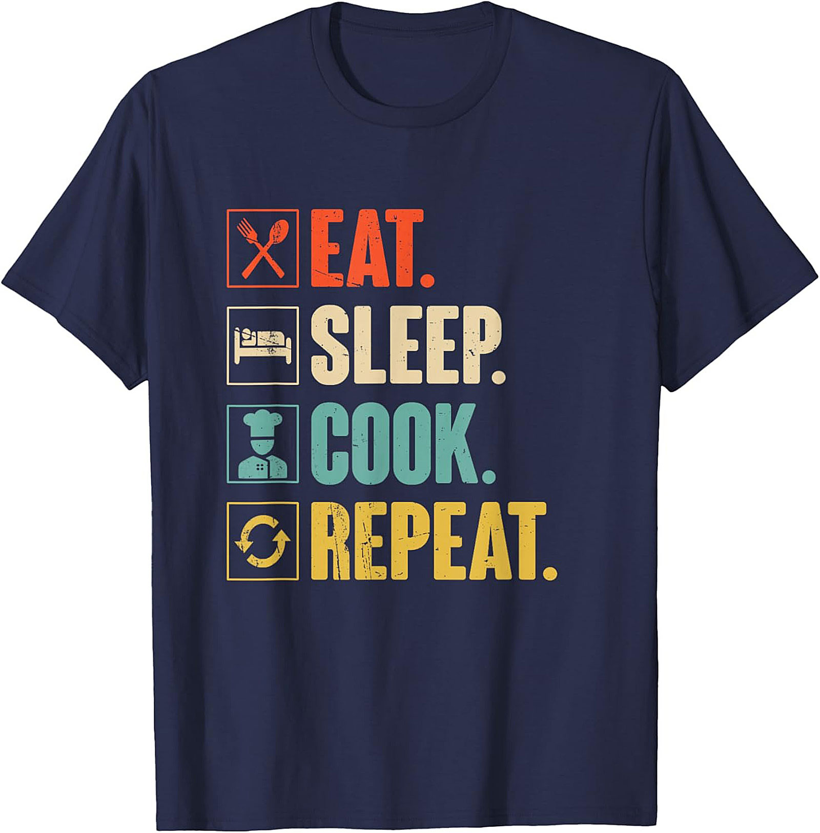 Funny Chef T-shirt Eat Sleep Cook Repeat Graphic Tee