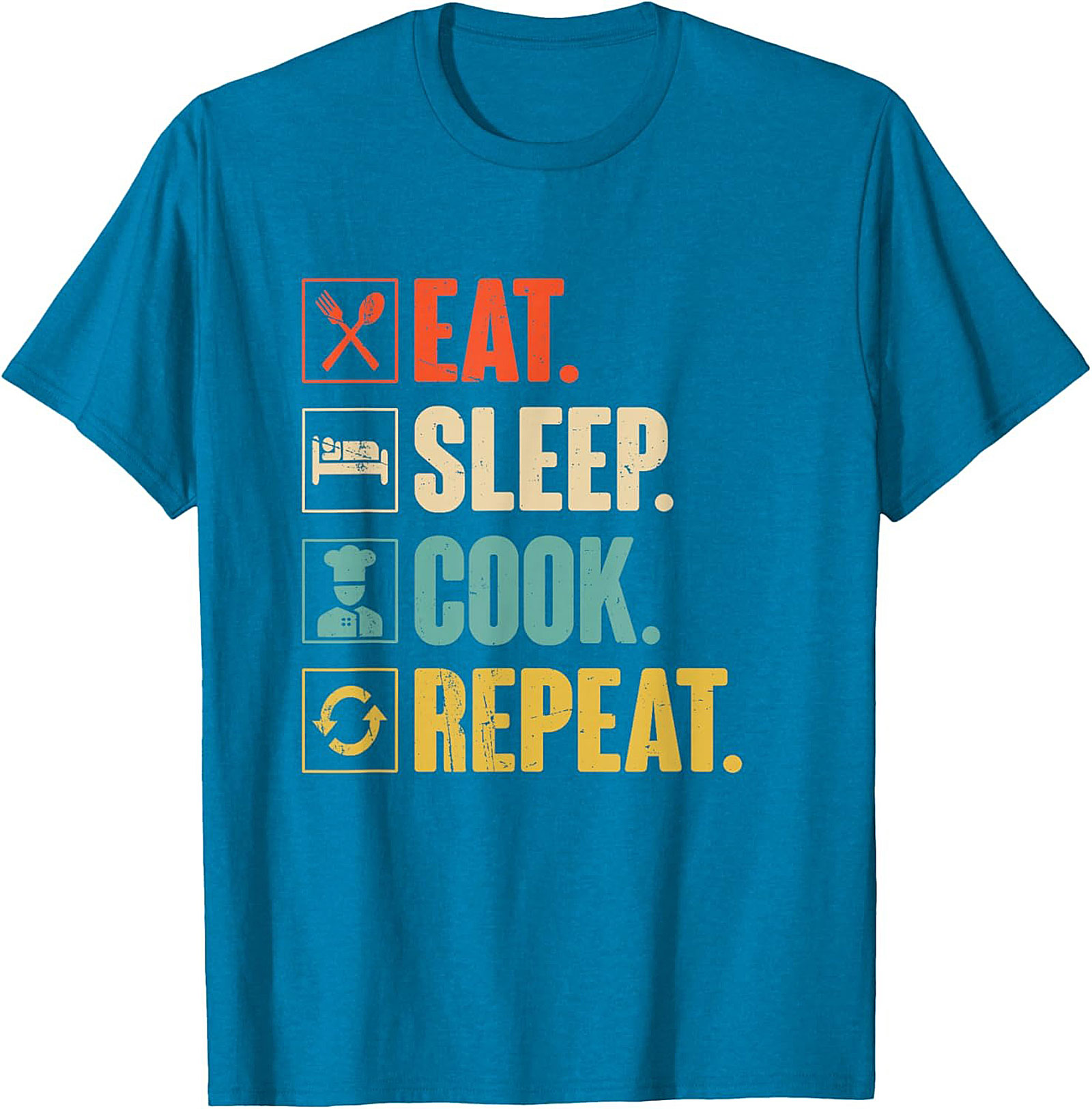 Funny Chef T-shirt Eat Sleep Cook Repeat Graphic Tee