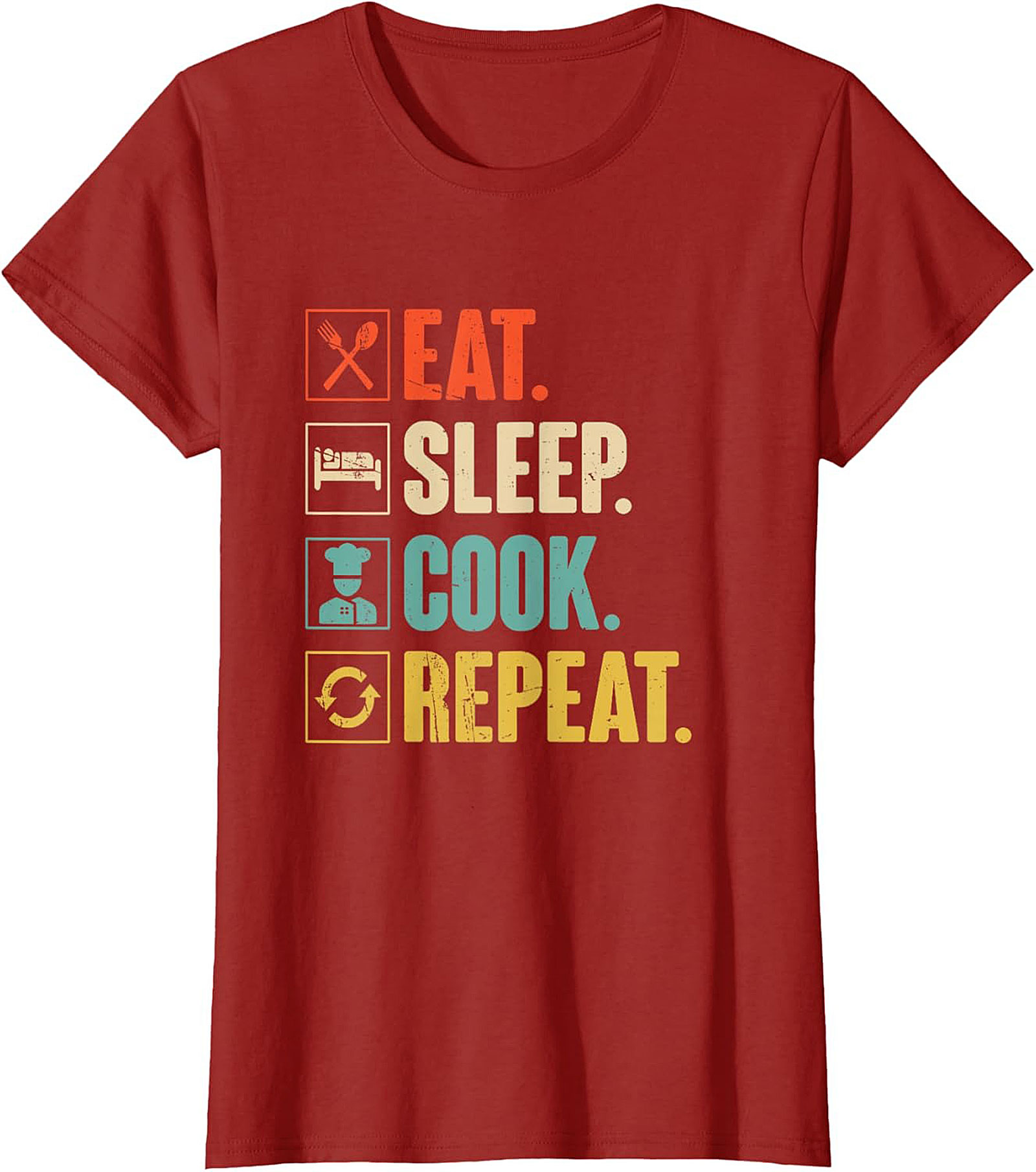 Funny Chef T-shirt Eat Sleep Cook Repeat Graphic Tee