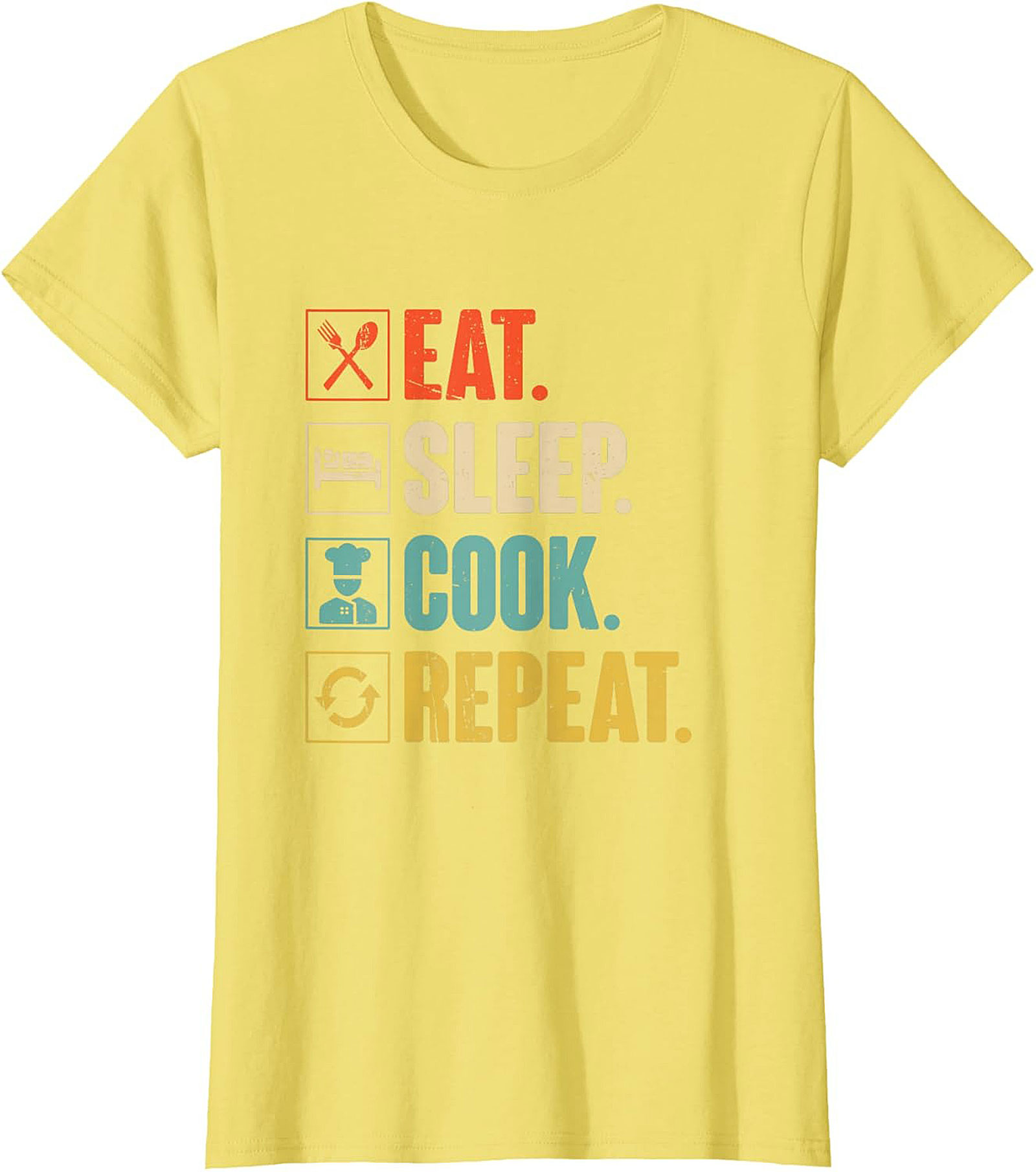 Funny Chef T-shirt Eat Sleep Cook Repeat Graphic Tee