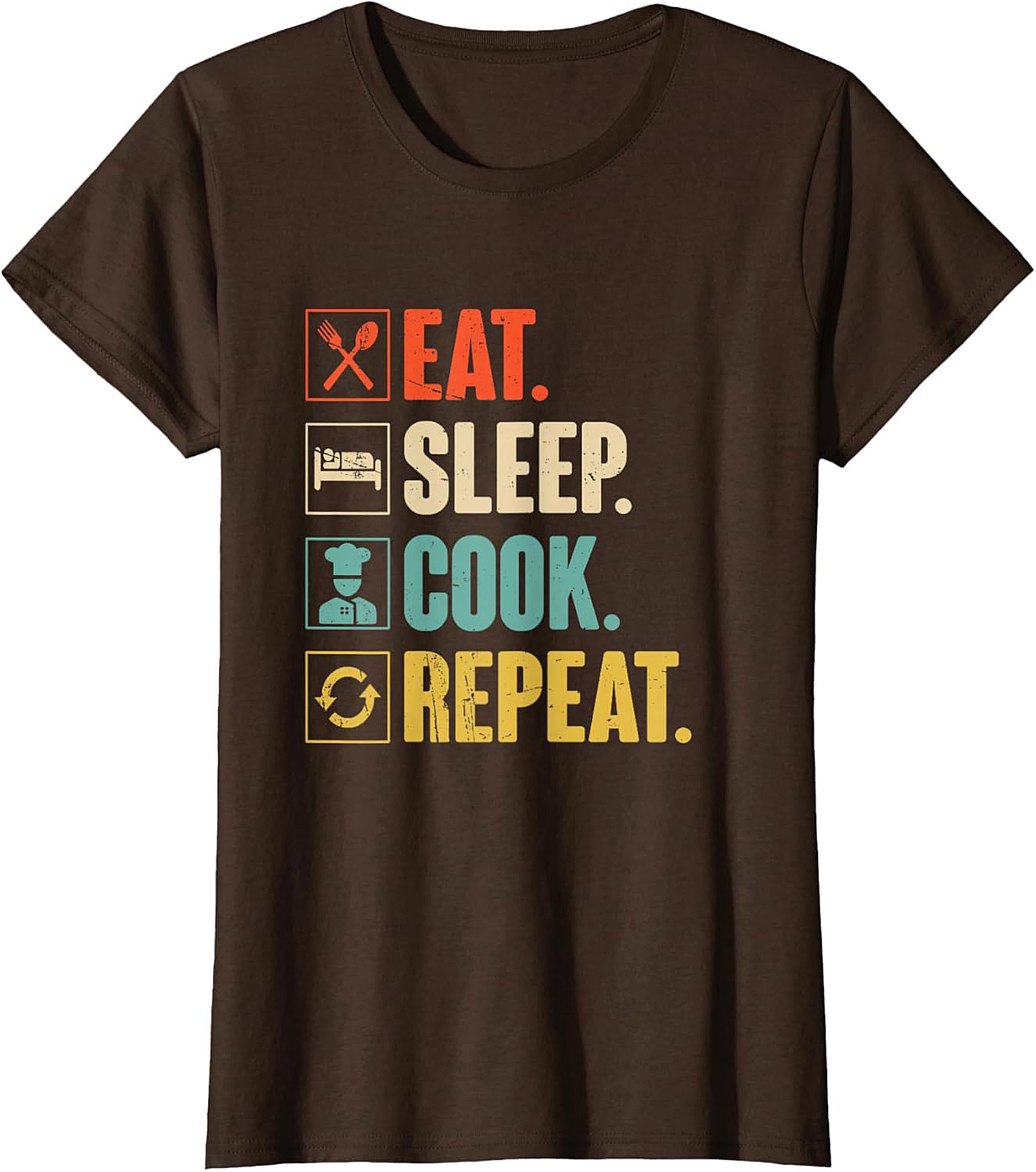 Funny Chef T-shirt Eat Sleep Cook Repeat Graphic Tee