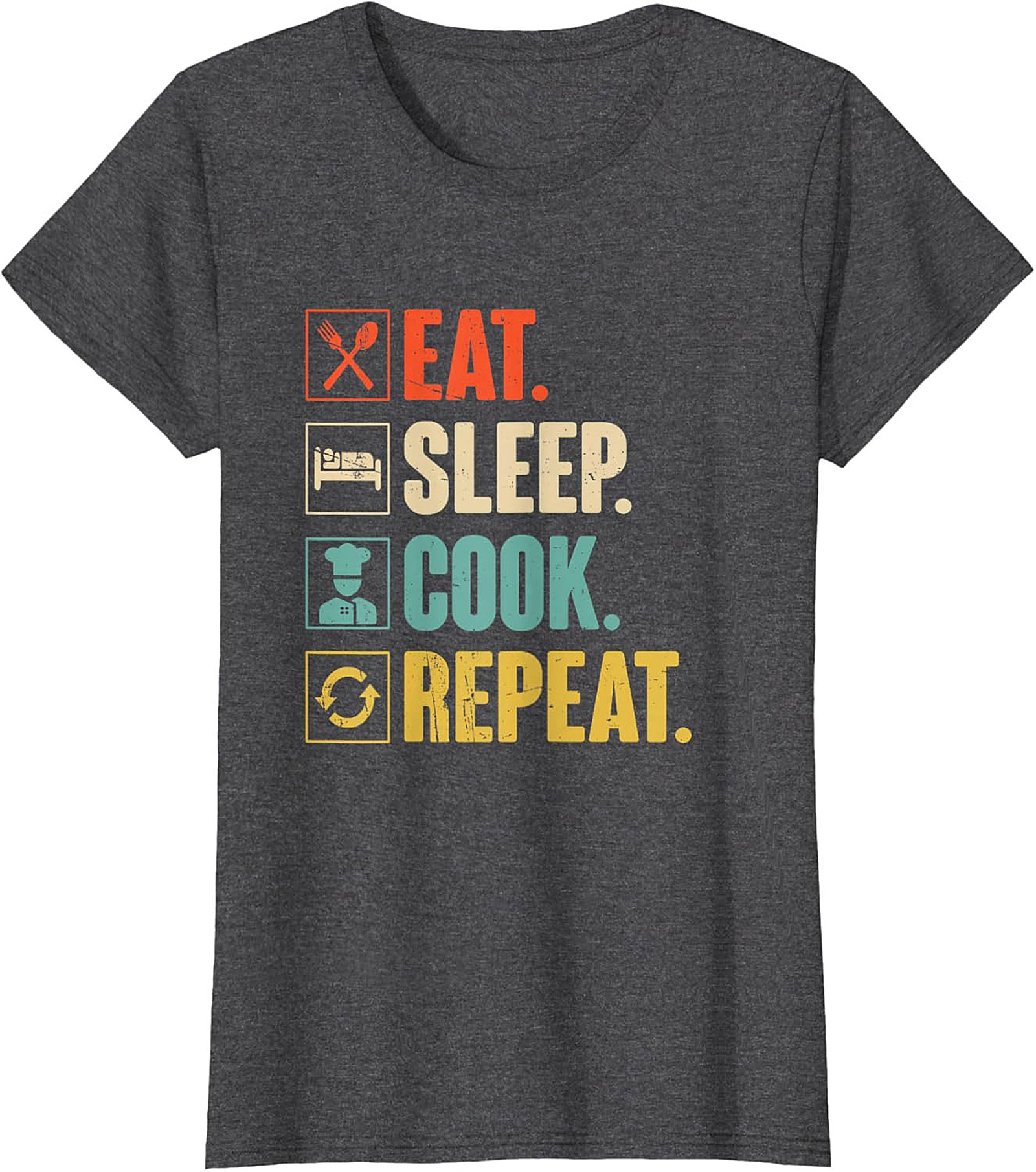 Funny Chef T-shirt Eat Sleep Cook Repeat Graphic Tee