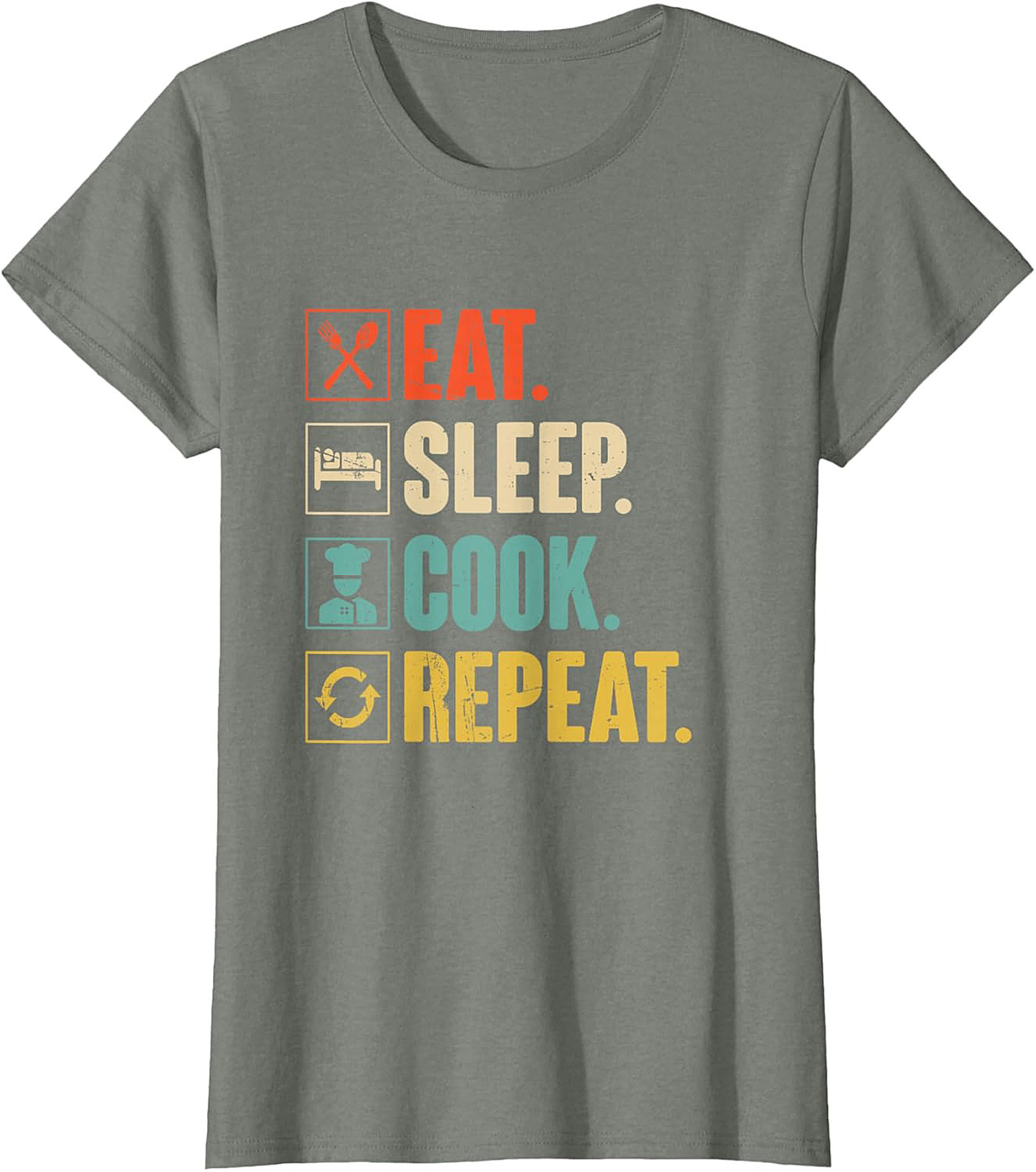 Funny Chef T-shirt Eat Sleep Cook Repeat Graphic Tee
