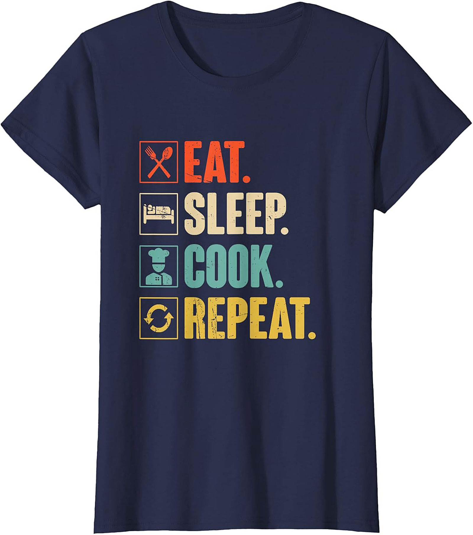 Funny Chef T-shirt Eat Sleep Cook Repeat Graphic Tee