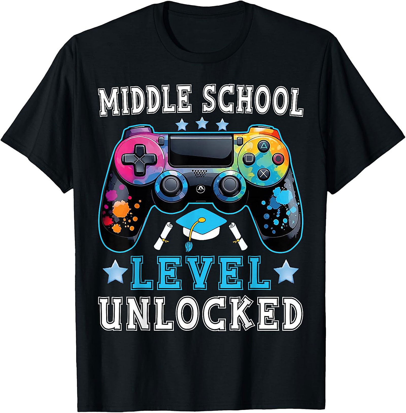 Middle School Level Unlocked Graphic Tee | Gamer Graduation Shirt