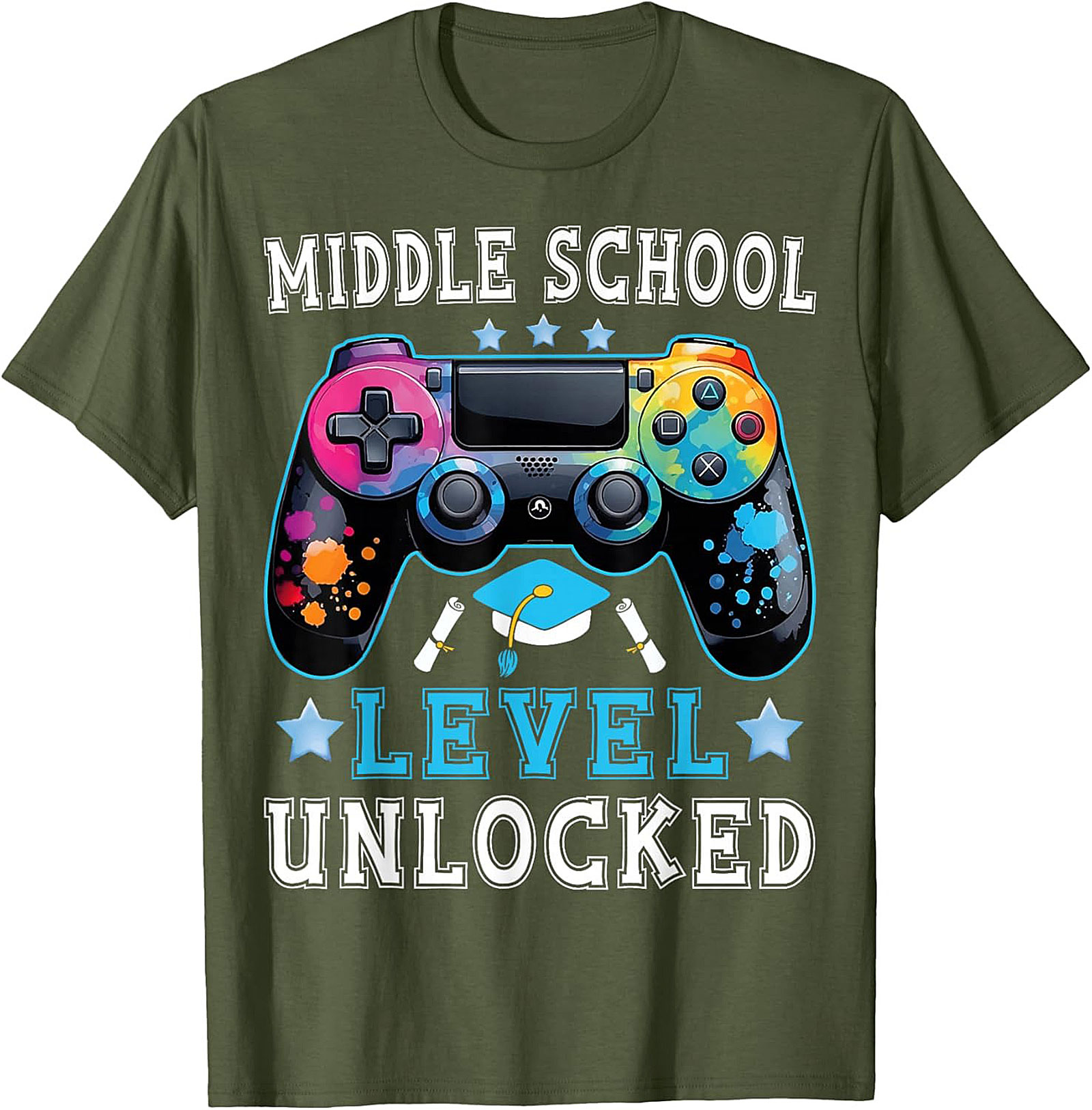 Middle School Level Unlocked Graphic Tee | Gamer Graduation Shirt