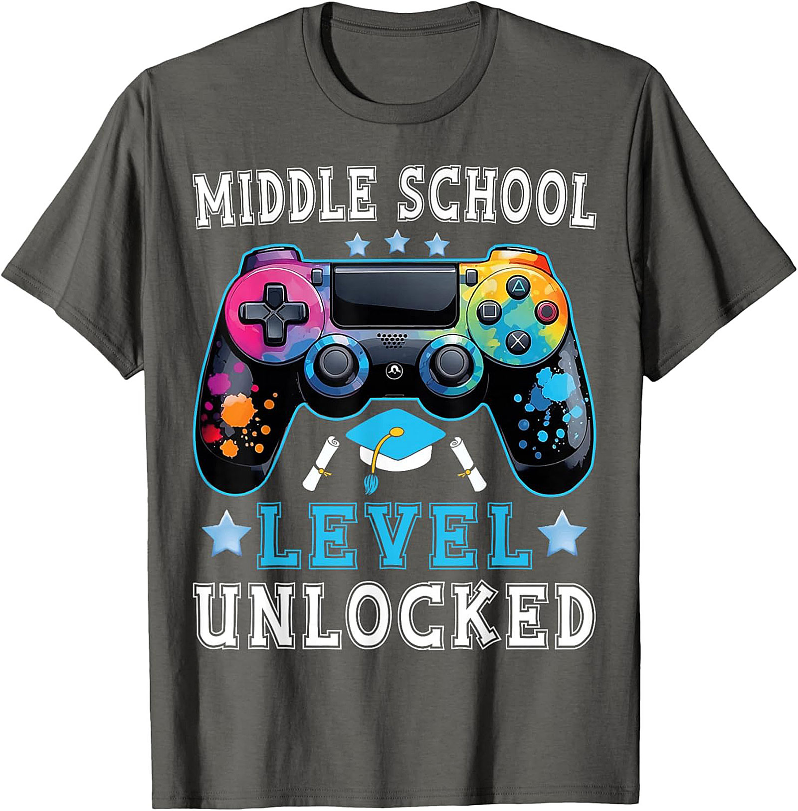 Middle School Level Unlocked Graphic Tee | Gamer Graduation Shirt