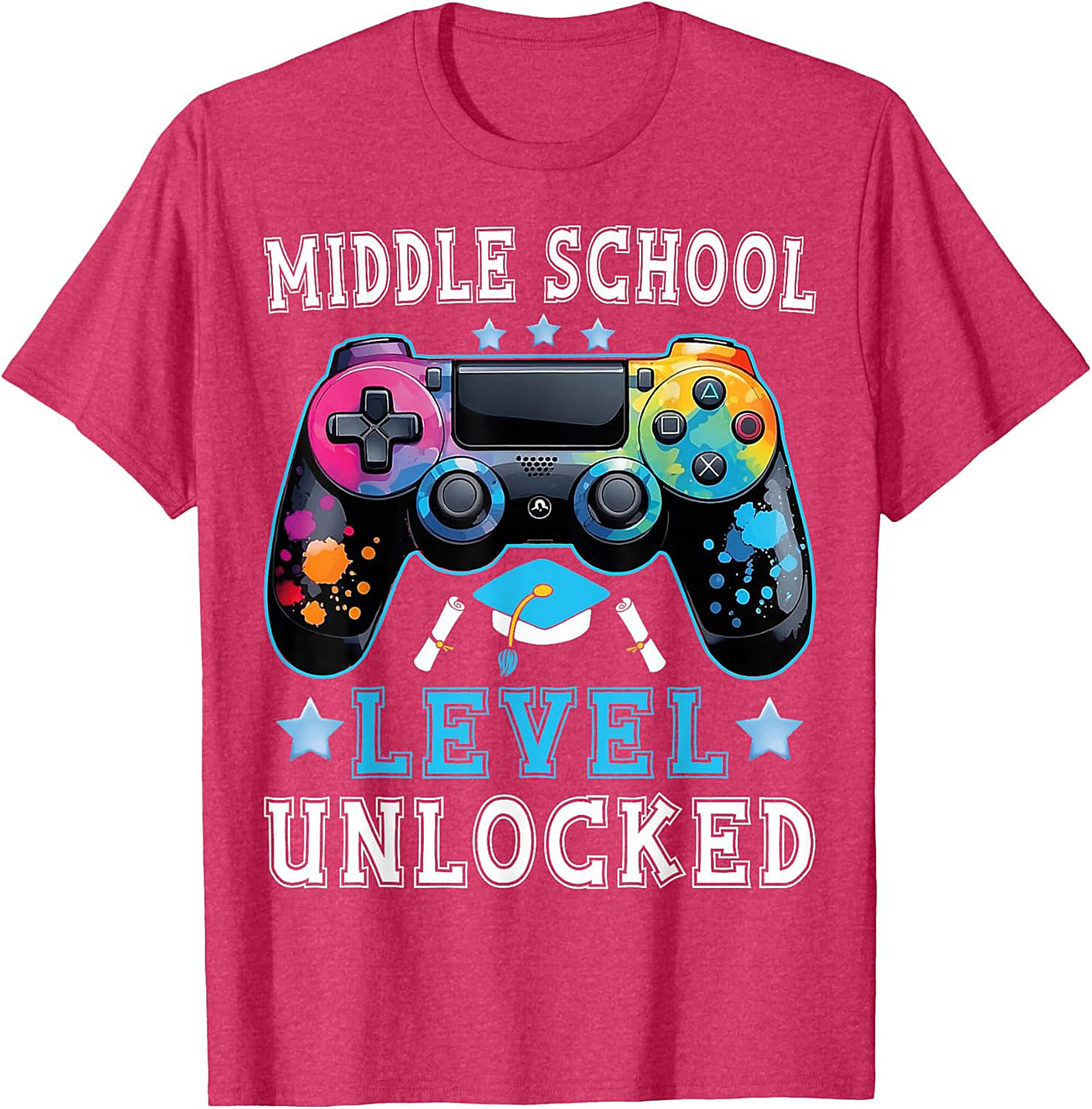Middle School Level Unlocked Graphic Tee | Gamer Graduation Shirt