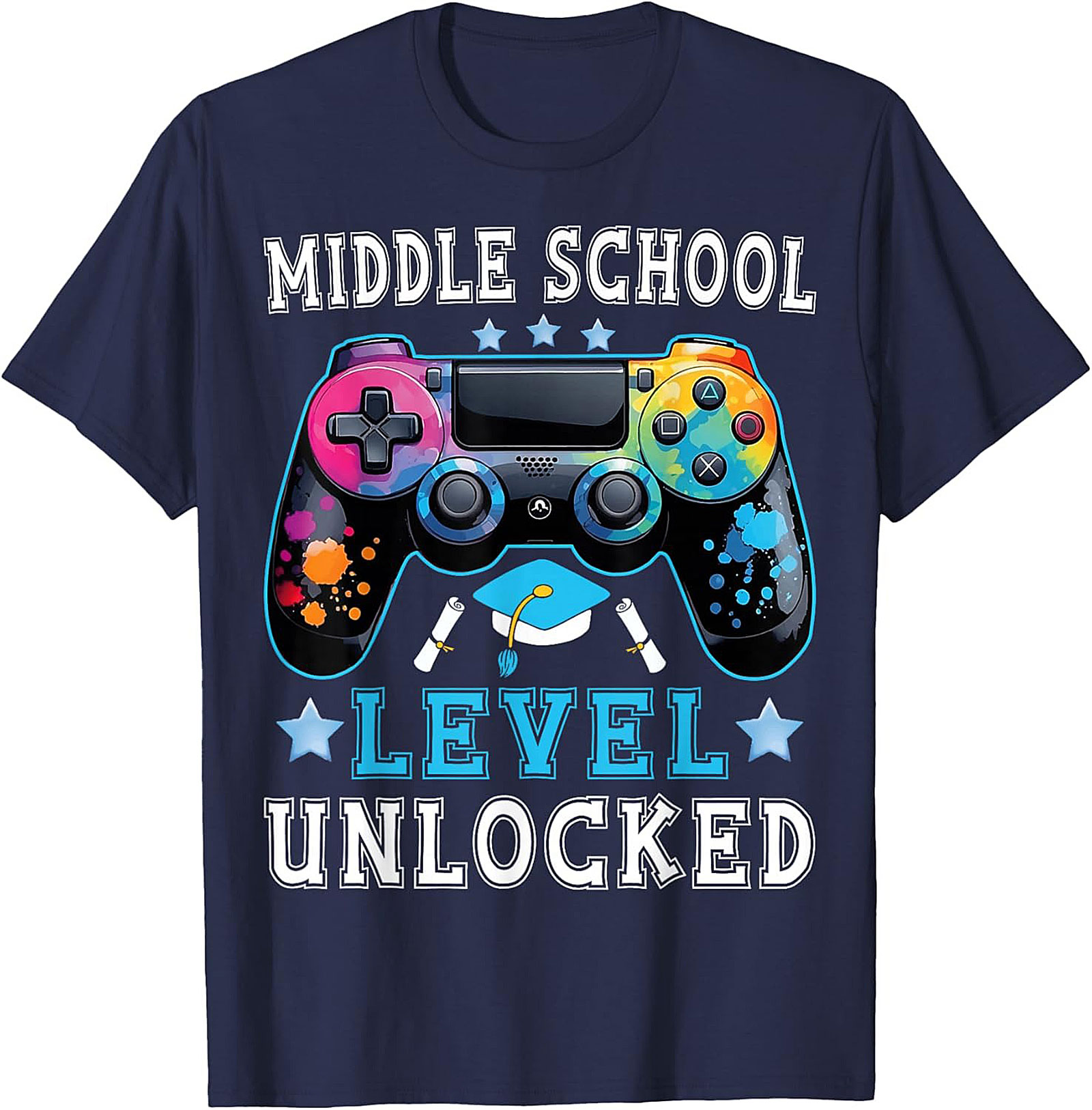 Middle School Level Unlocked Graphic Tee | Gamer Graduation Shirt