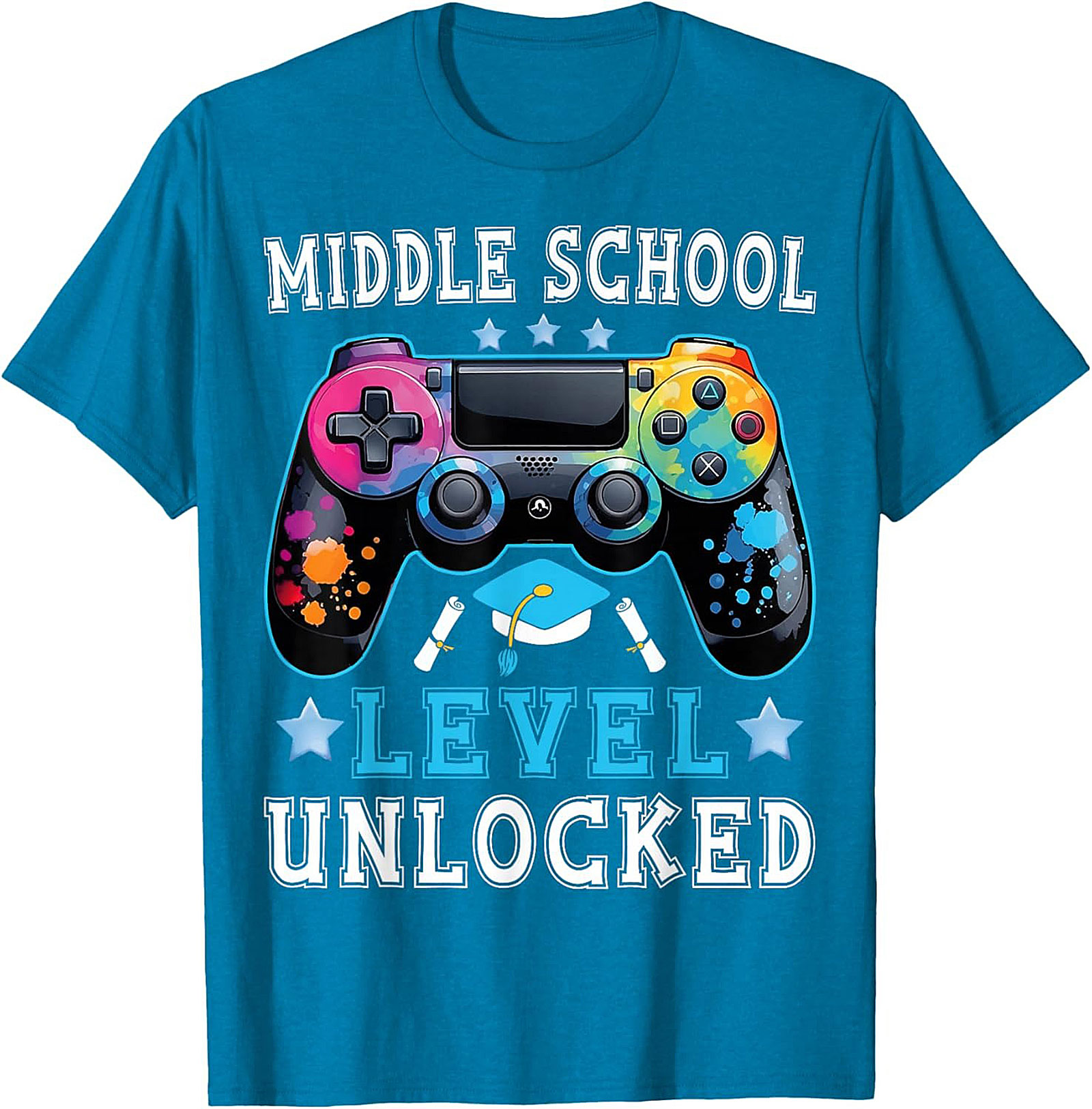 Middle School Level Unlocked Graphic Tee | Gamer Graduation Shirt