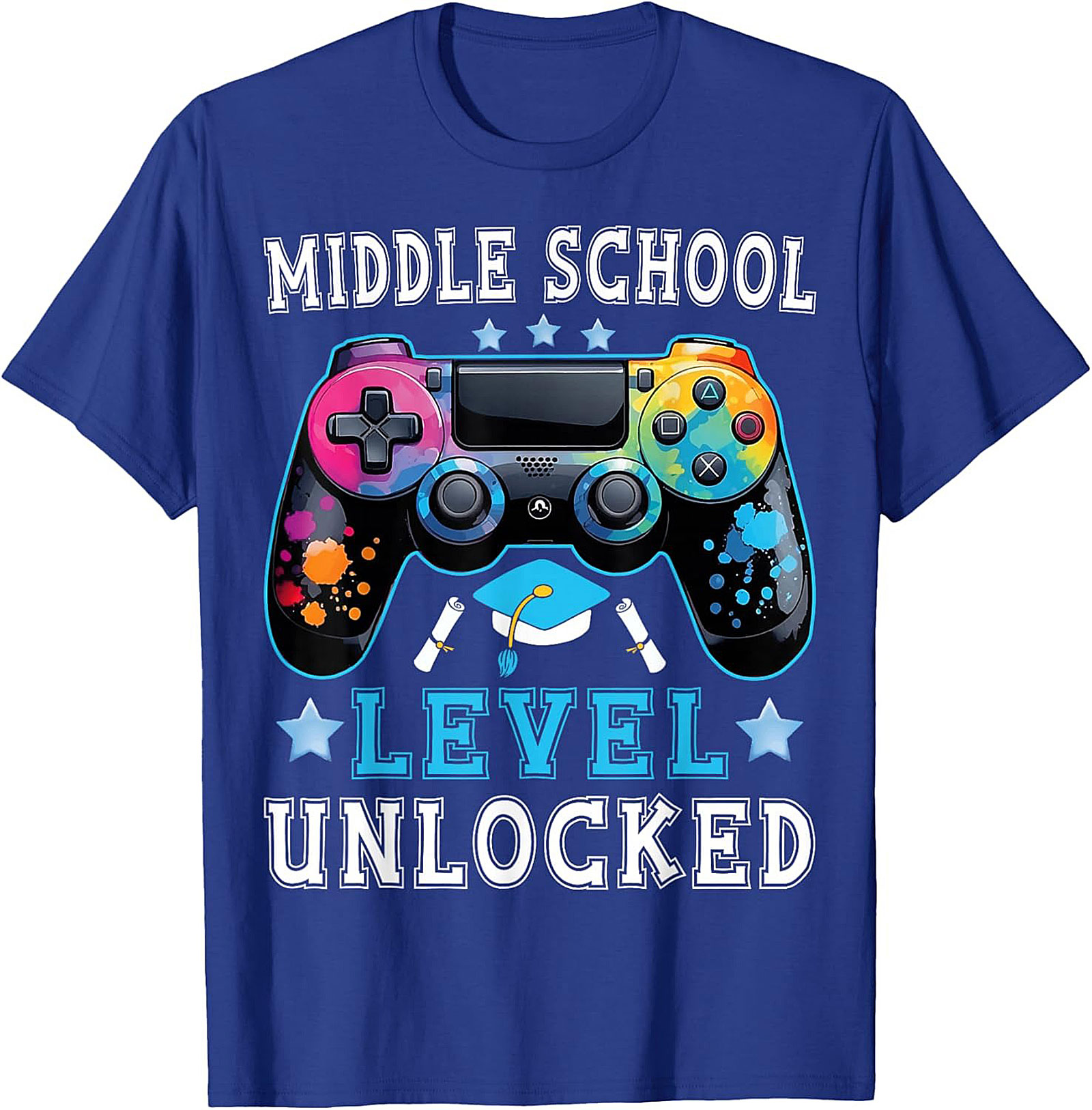 Middle School Level Unlocked Graphic Tee | Gamer Graduation Shirt
