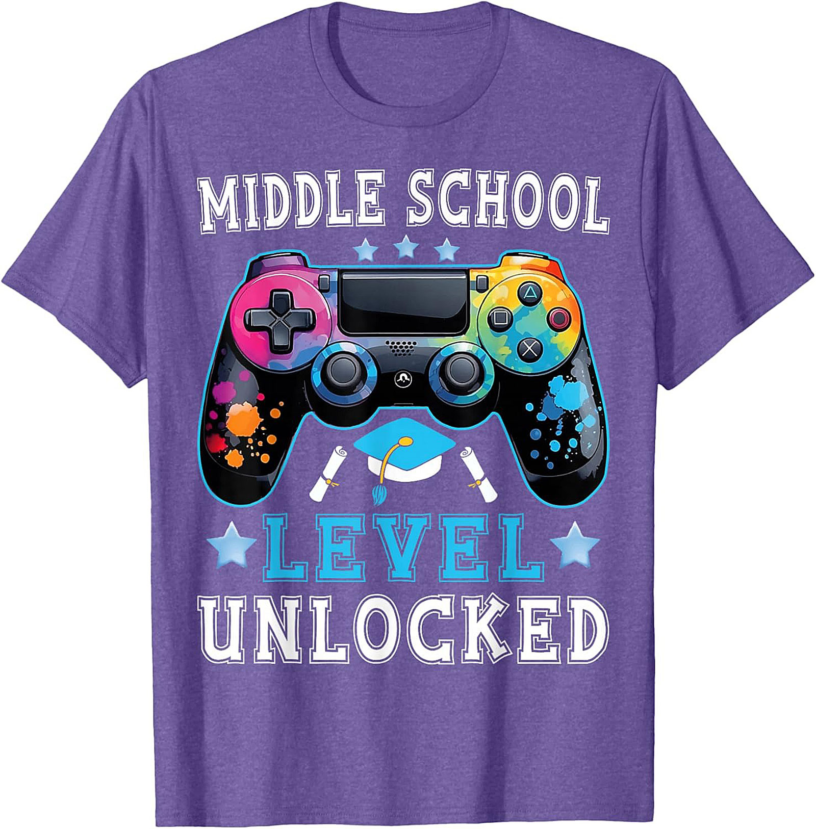 Middle School Level Unlocked Graphic Tee | Gamer Graduation Shirt