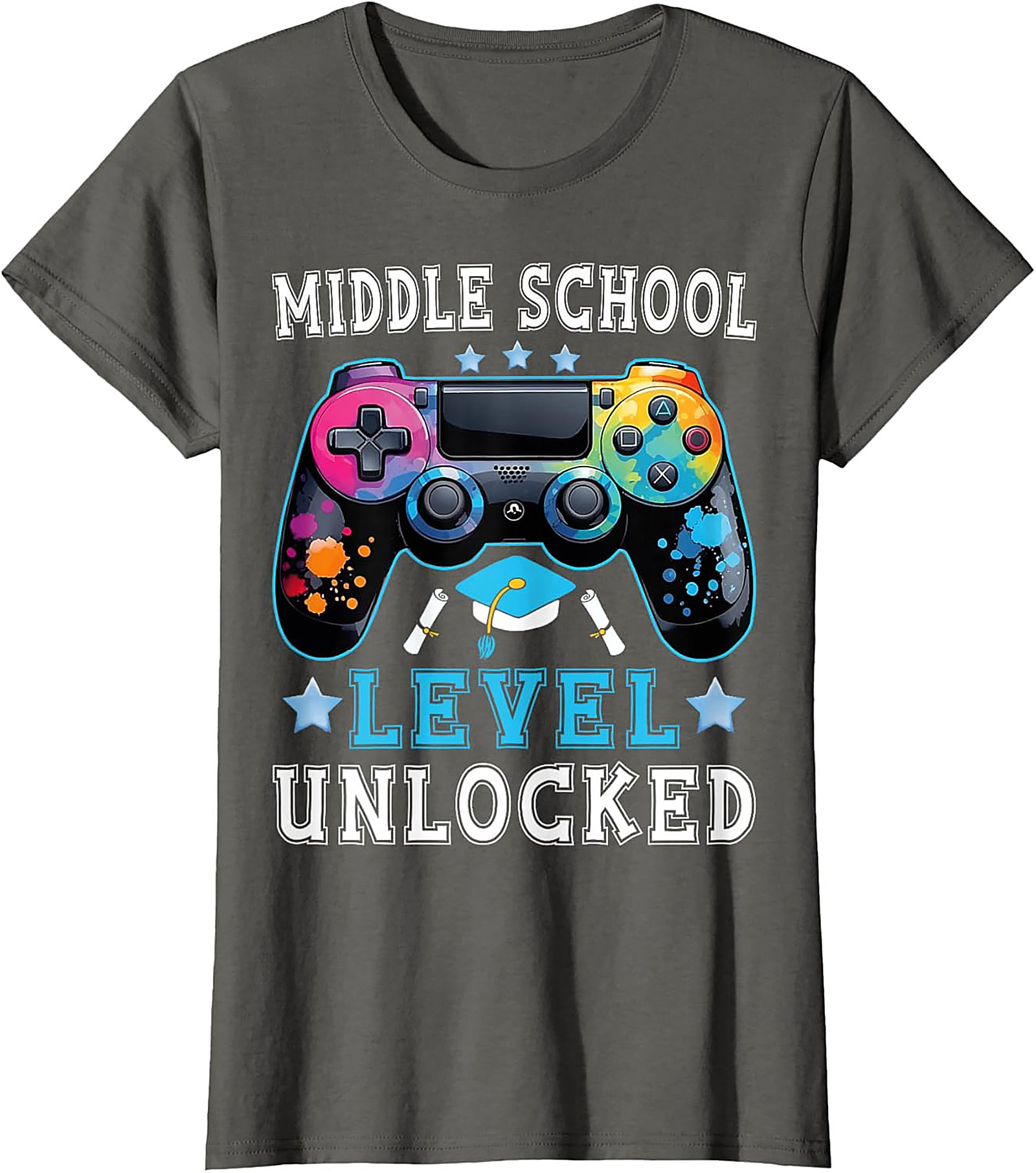 Middle School Level Unlocked Graphic Tee | Gamer Graduation Shirt