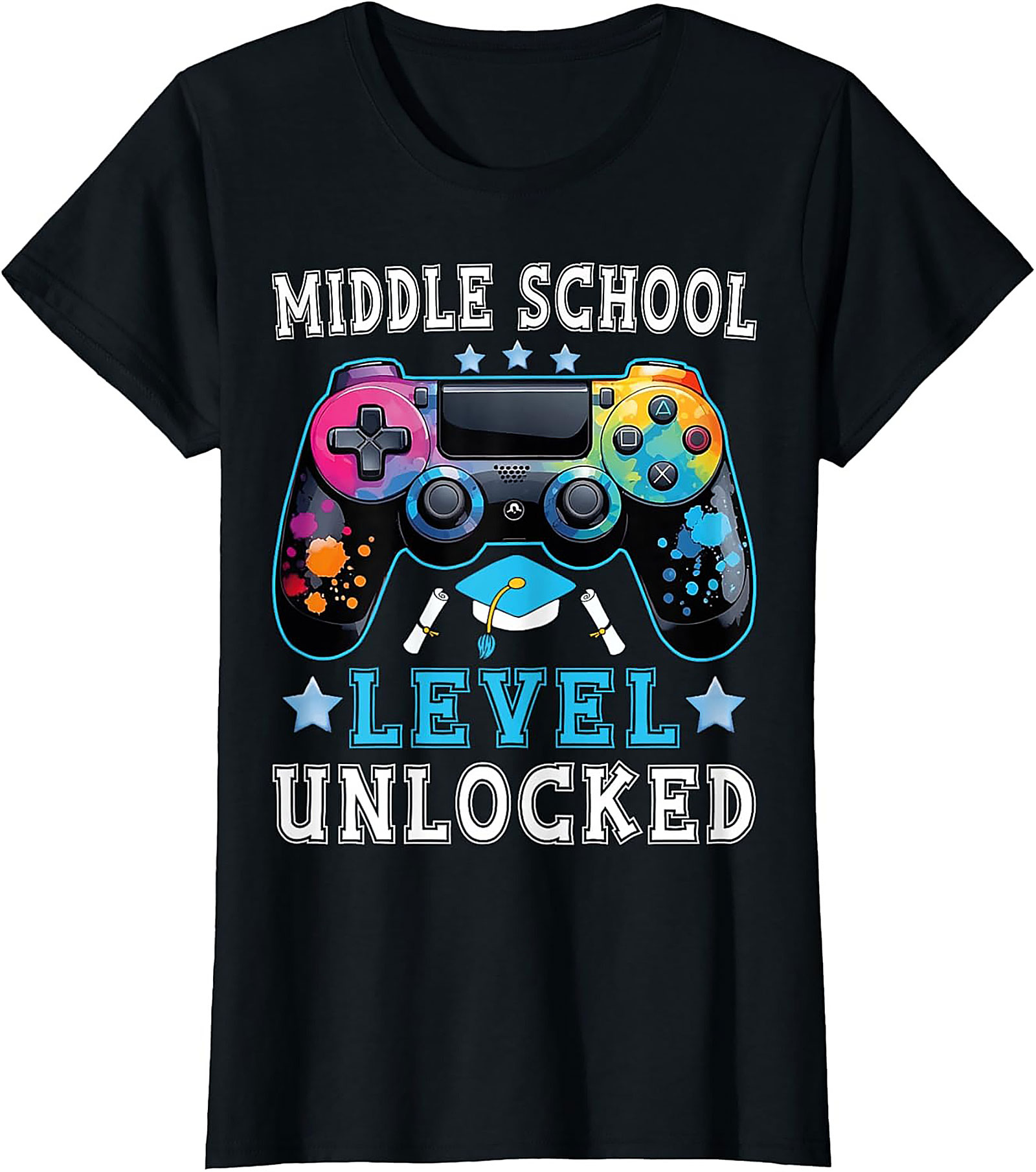 Middle School Level Unlocked Graphic Tee | Gamer Graduation Shirt