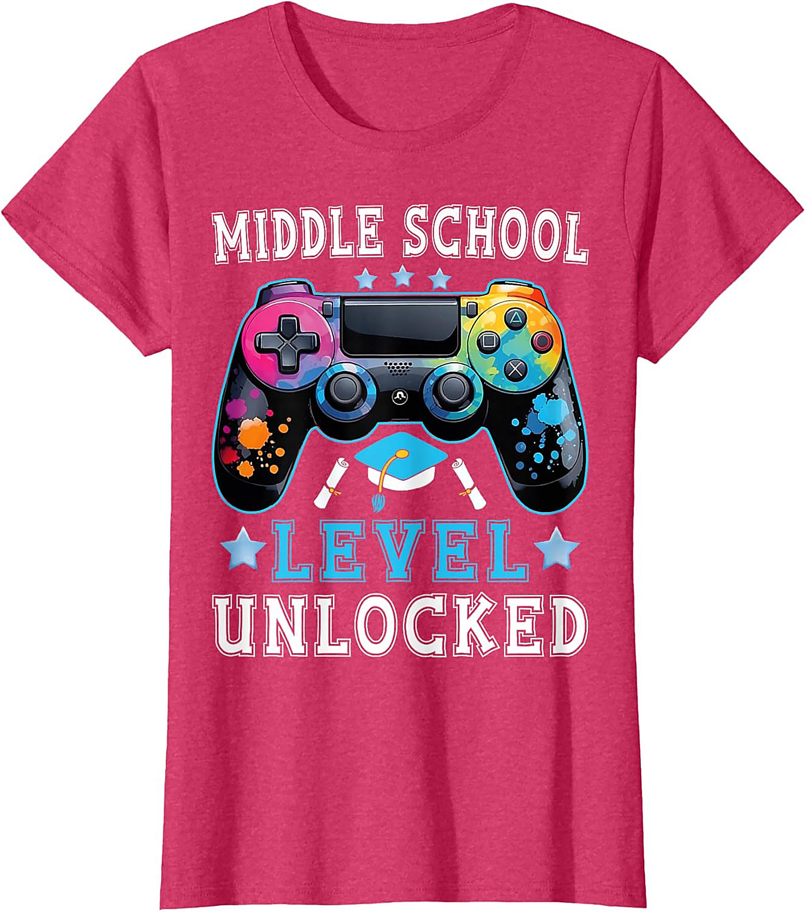 Middle School Level Unlocked Graphic Tee | Gamer Graduation Shirt