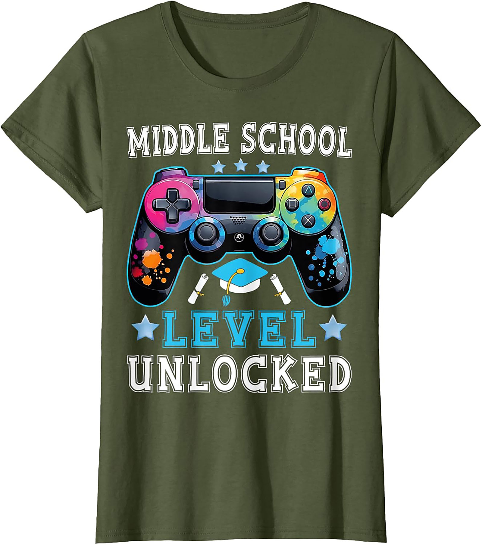 Middle School Level Unlocked Graphic Tee | Gamer Graduation Shirt