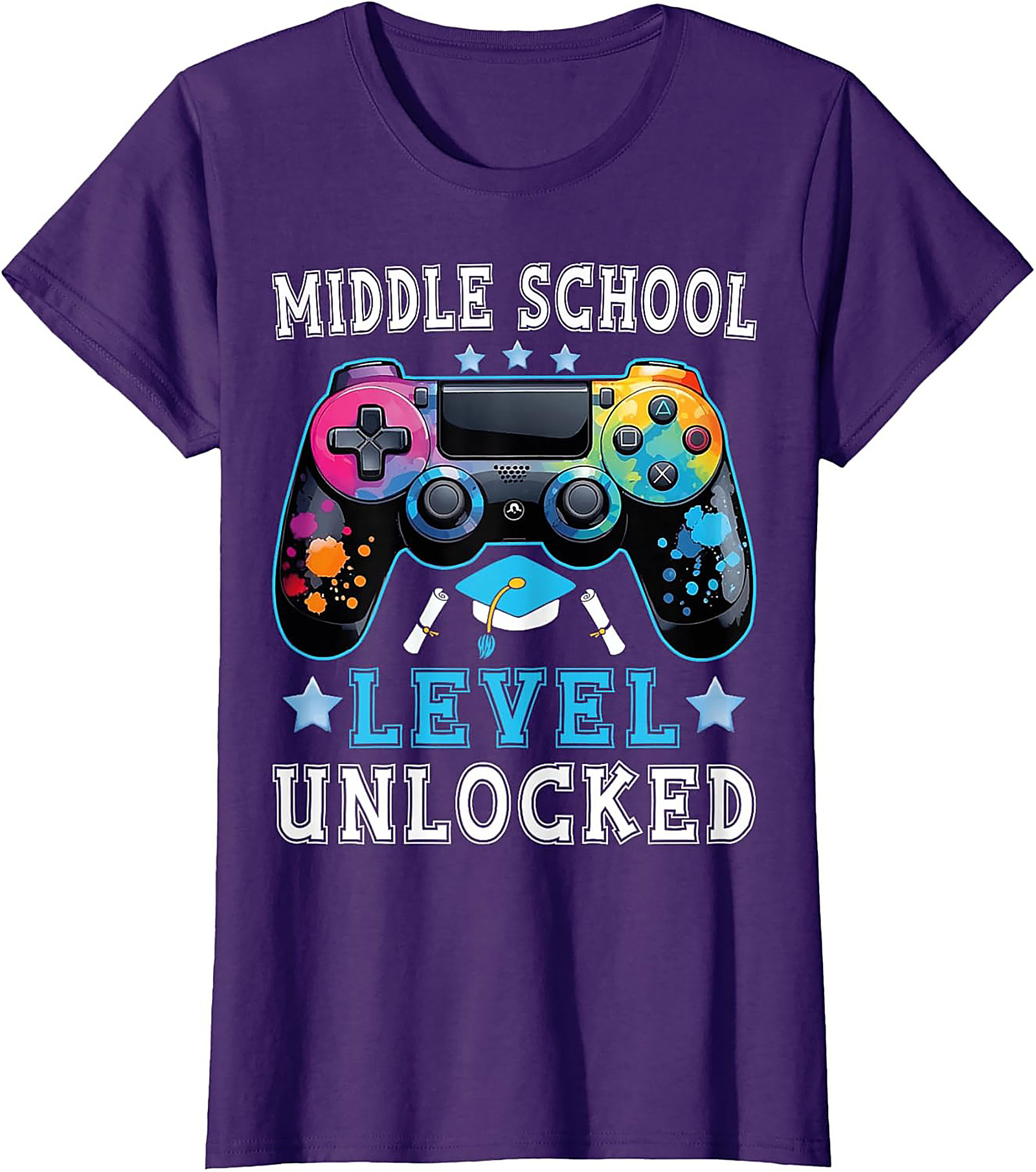 Middle School Level Unlocked Graphic Tee | Gamer Graduation Shirt